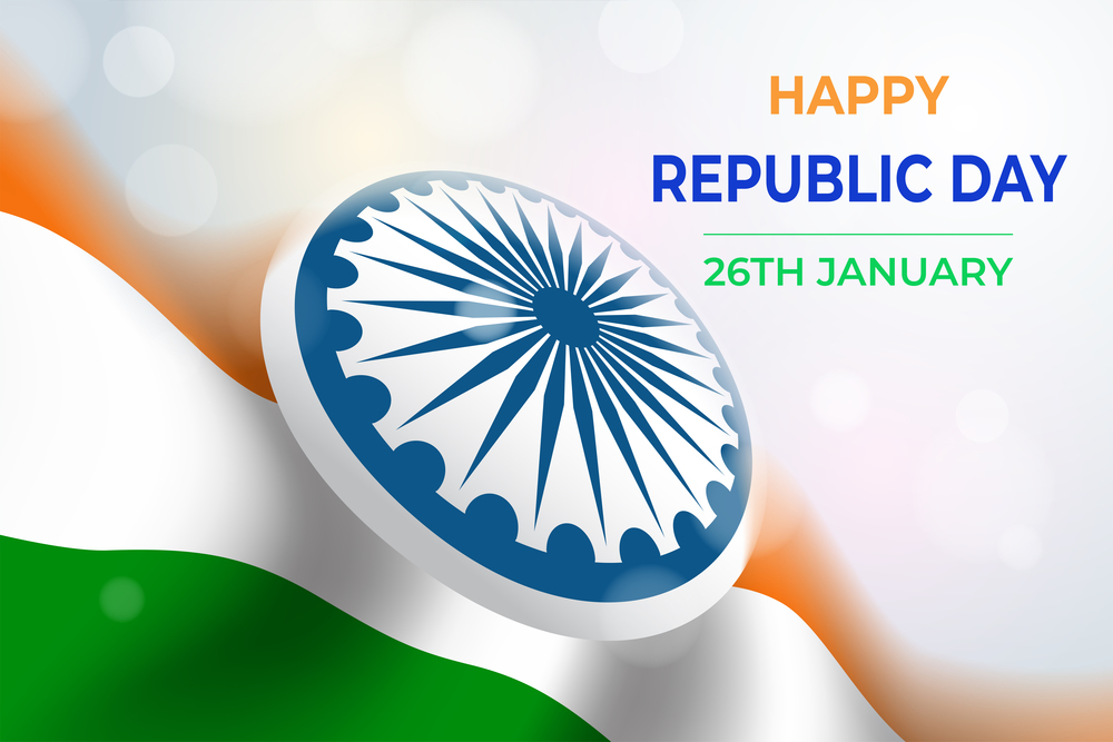 Celebration of Indian Republic Day Background Design Template with Indian National Flag