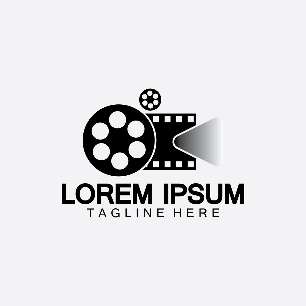 Play movie Video Camera& Film Strip Play Movie Cinema Entertainment Stock Vector icon logo design