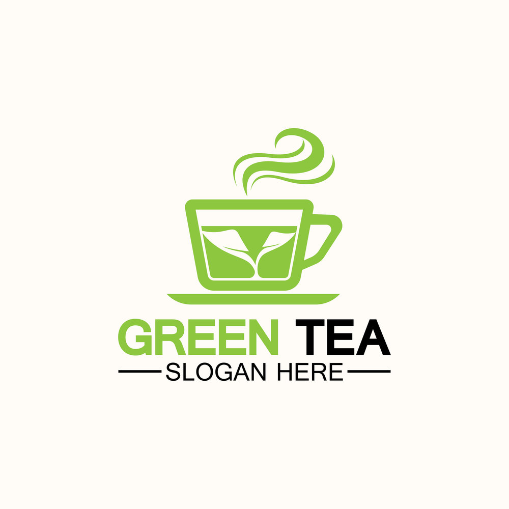 Tea cup logo vector design.Green tea vector logo template.
