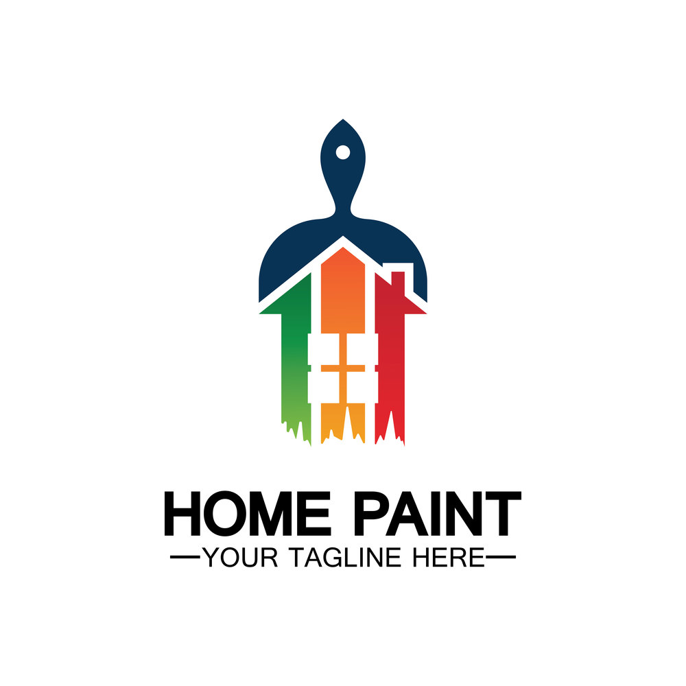 Home Painting Vector Logo Design.Home House Painting Service Coloring Logo Design Template.House painting service, decor and repair multicolor icon Vector logo.