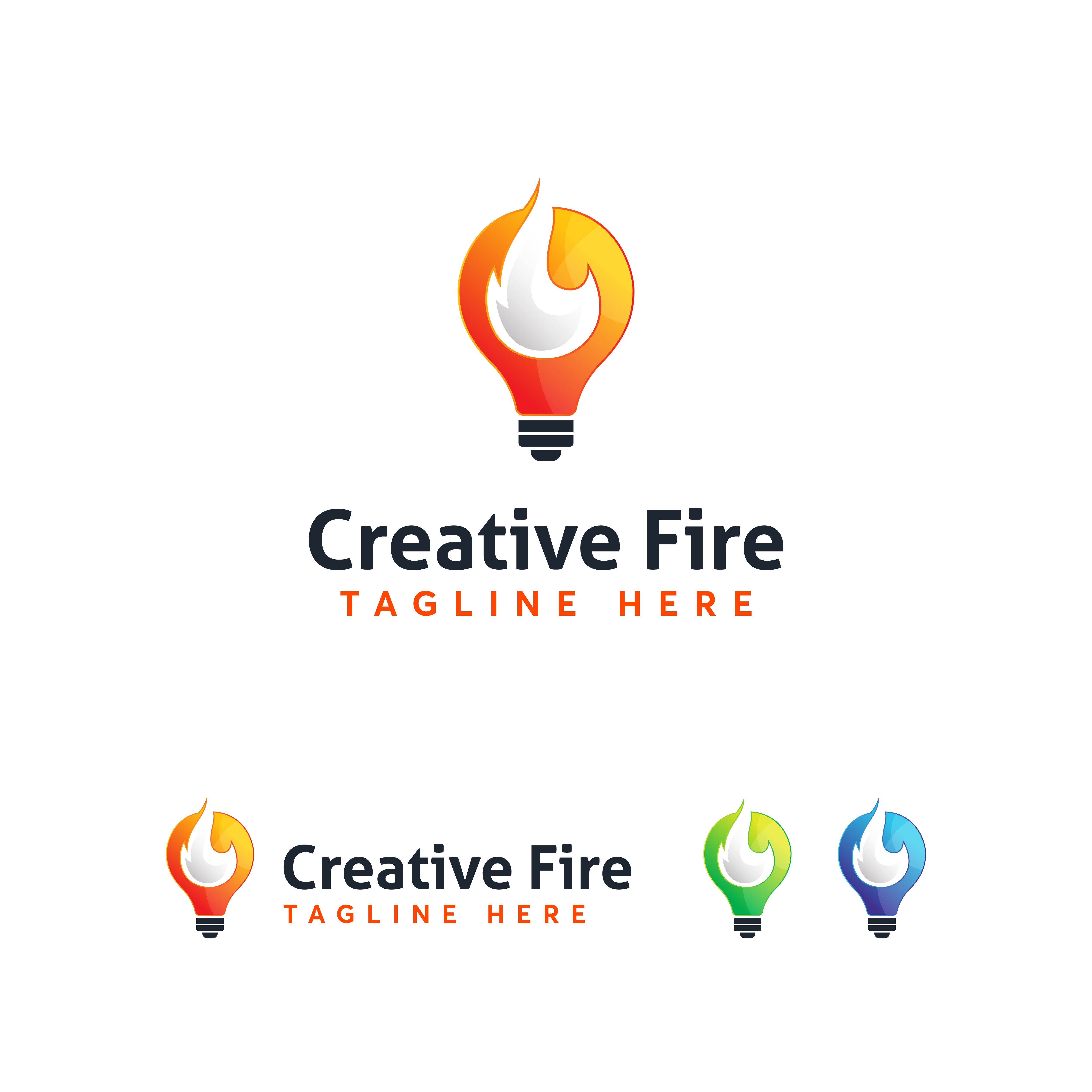 Bulb Fire Logo Design Vector Template Modern And Minimalism