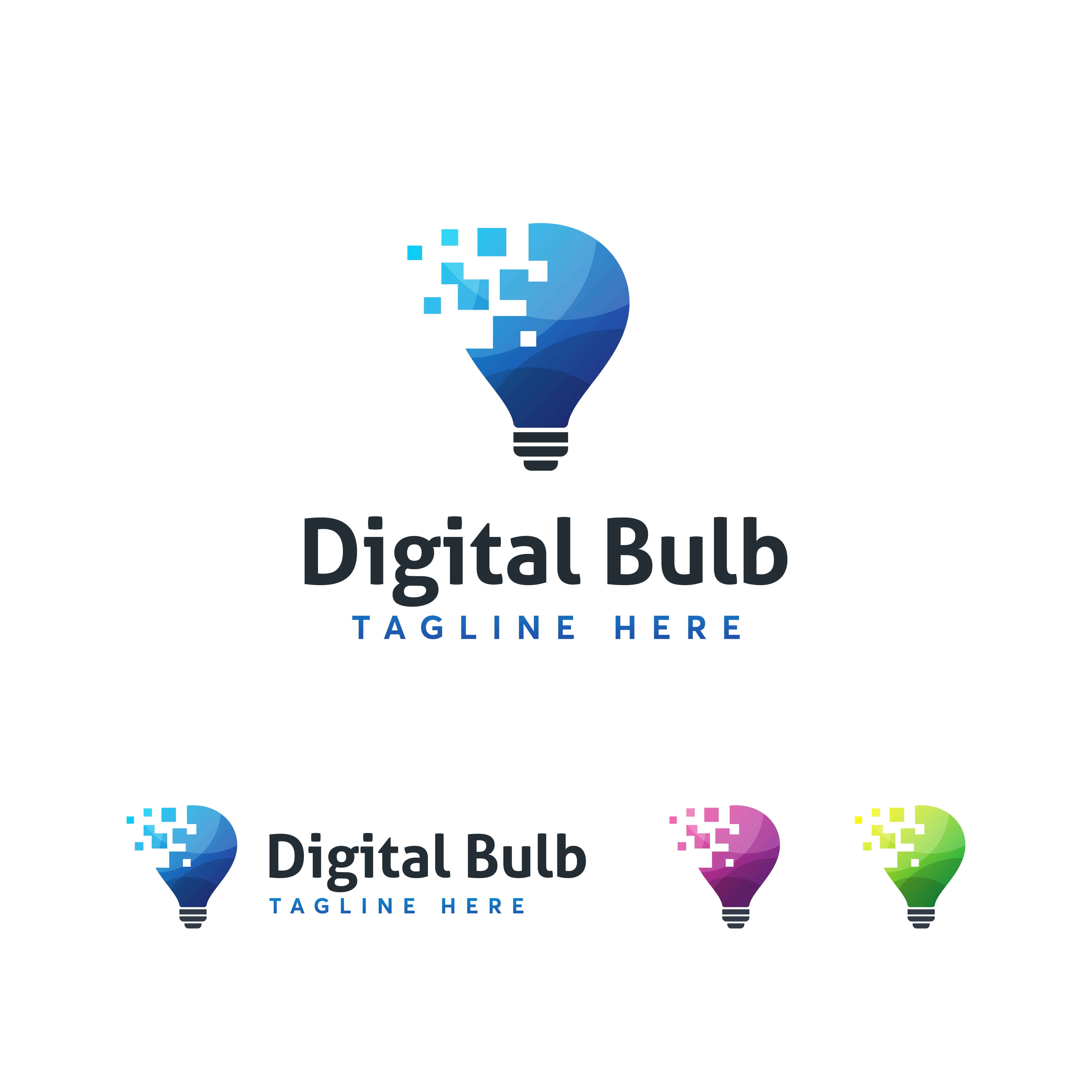 Bulb Pixel Logo Design Vector Template Modern And Minimalism