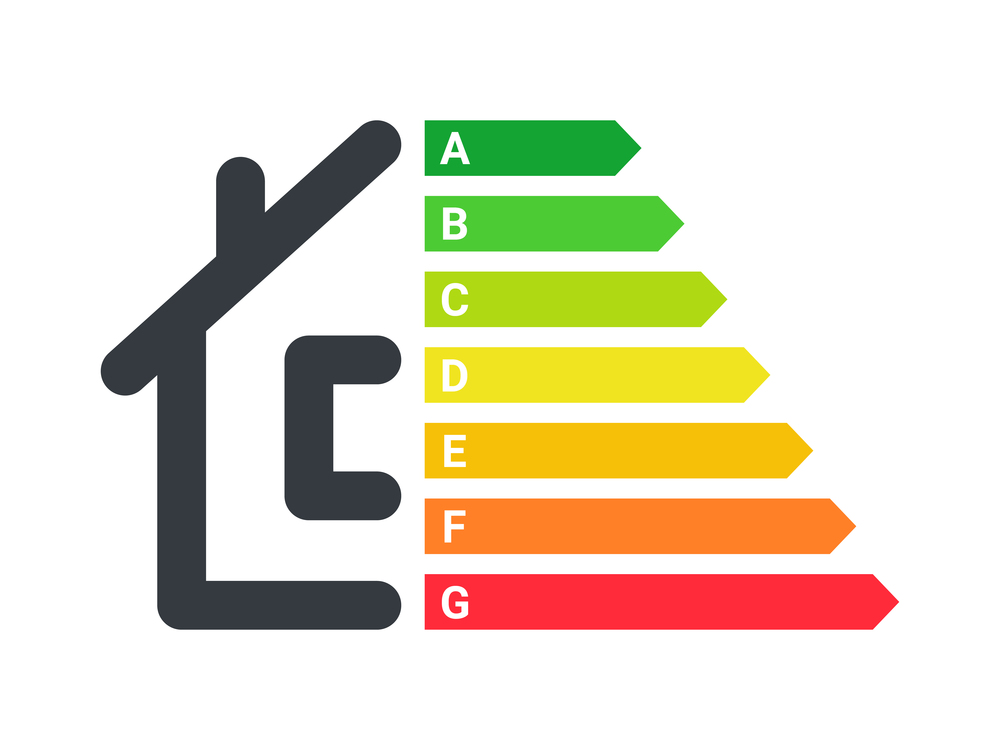 Energy efficiency. Energy efficiency rating. Energy efficient home sign. Vector illustration concepts