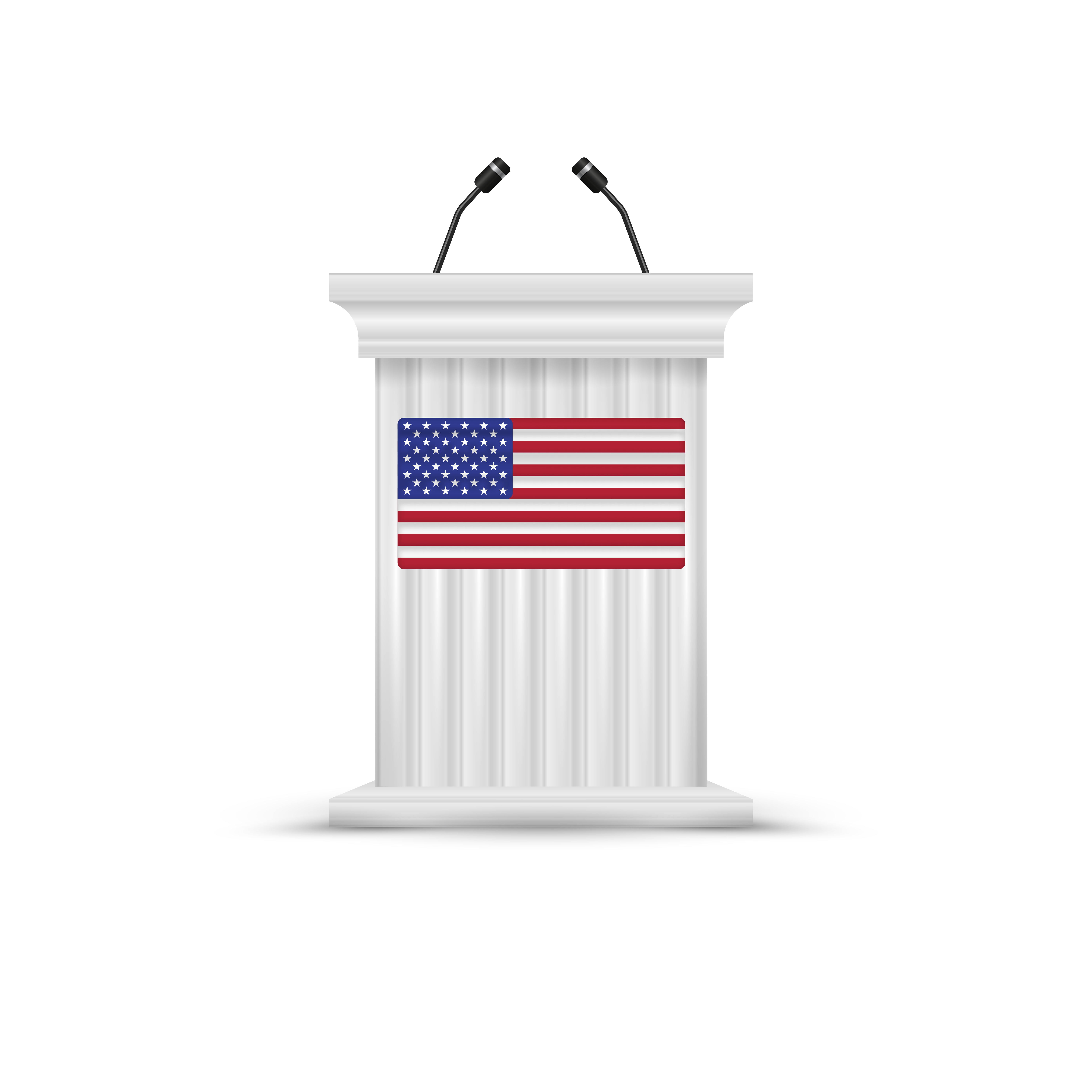 White tribune for political debate. 2020 United States presidential election. Vector illustration.. White tribune for political debate