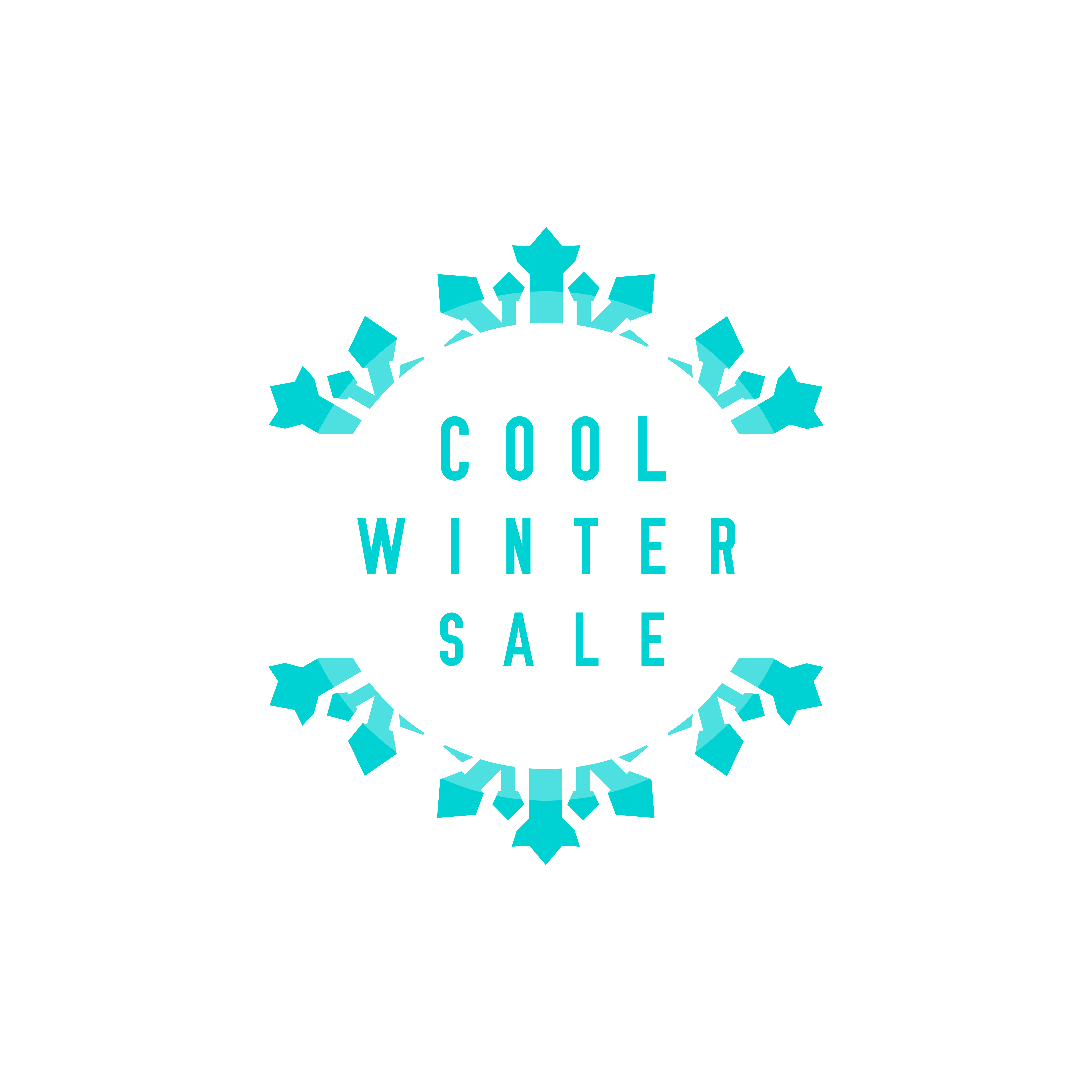 Cool winter sale badge, text on the big snowflake. Flat style vector illustration isolated on white.. Cool winter sale badge, text on the big snowflake. Flat style vector illustration