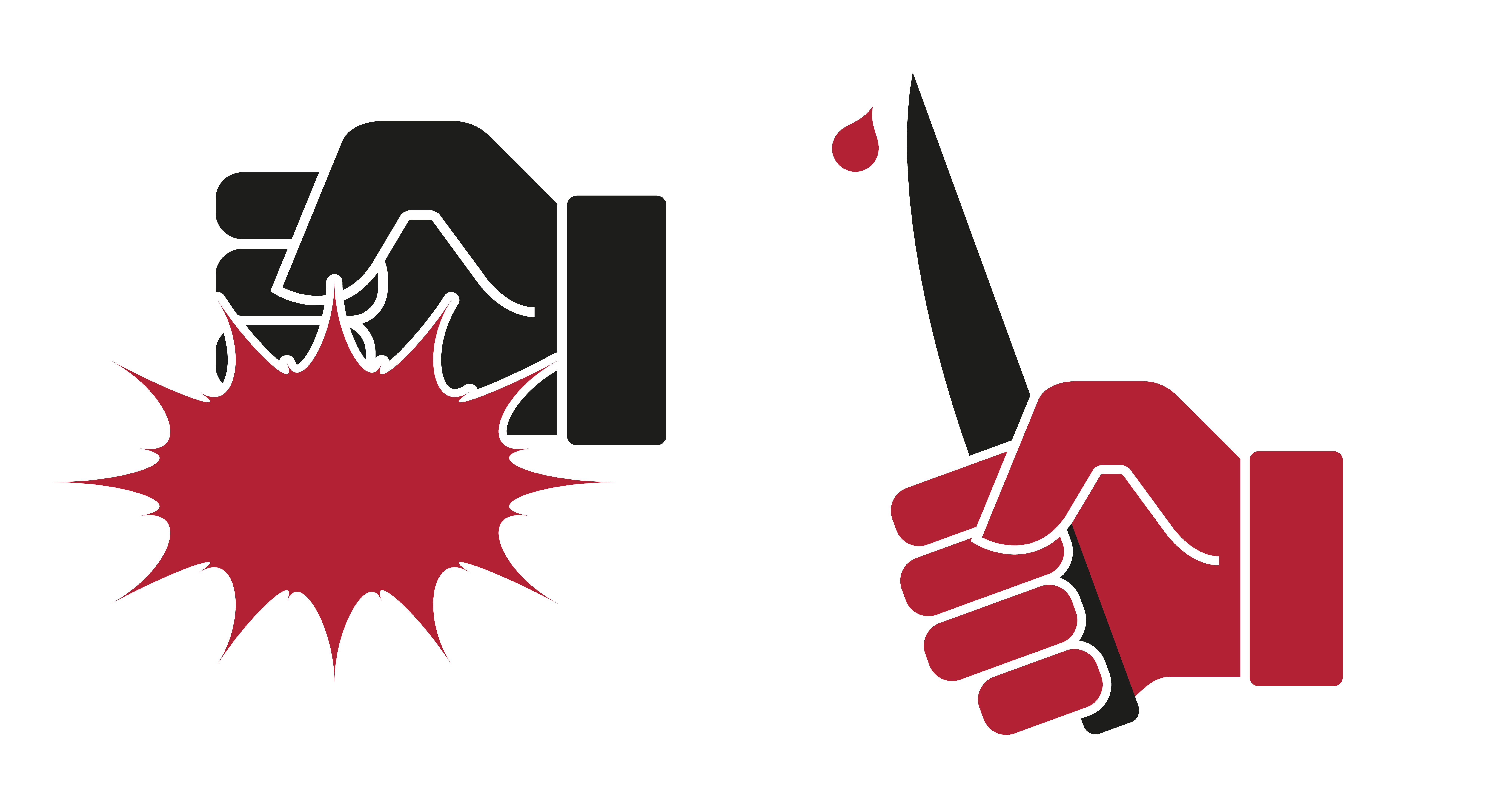 Demands, violence, hand beats, hand with a knife. Flat style vector illustration.. Demands, violence, hand beats, hand with a knife. Vector illustration