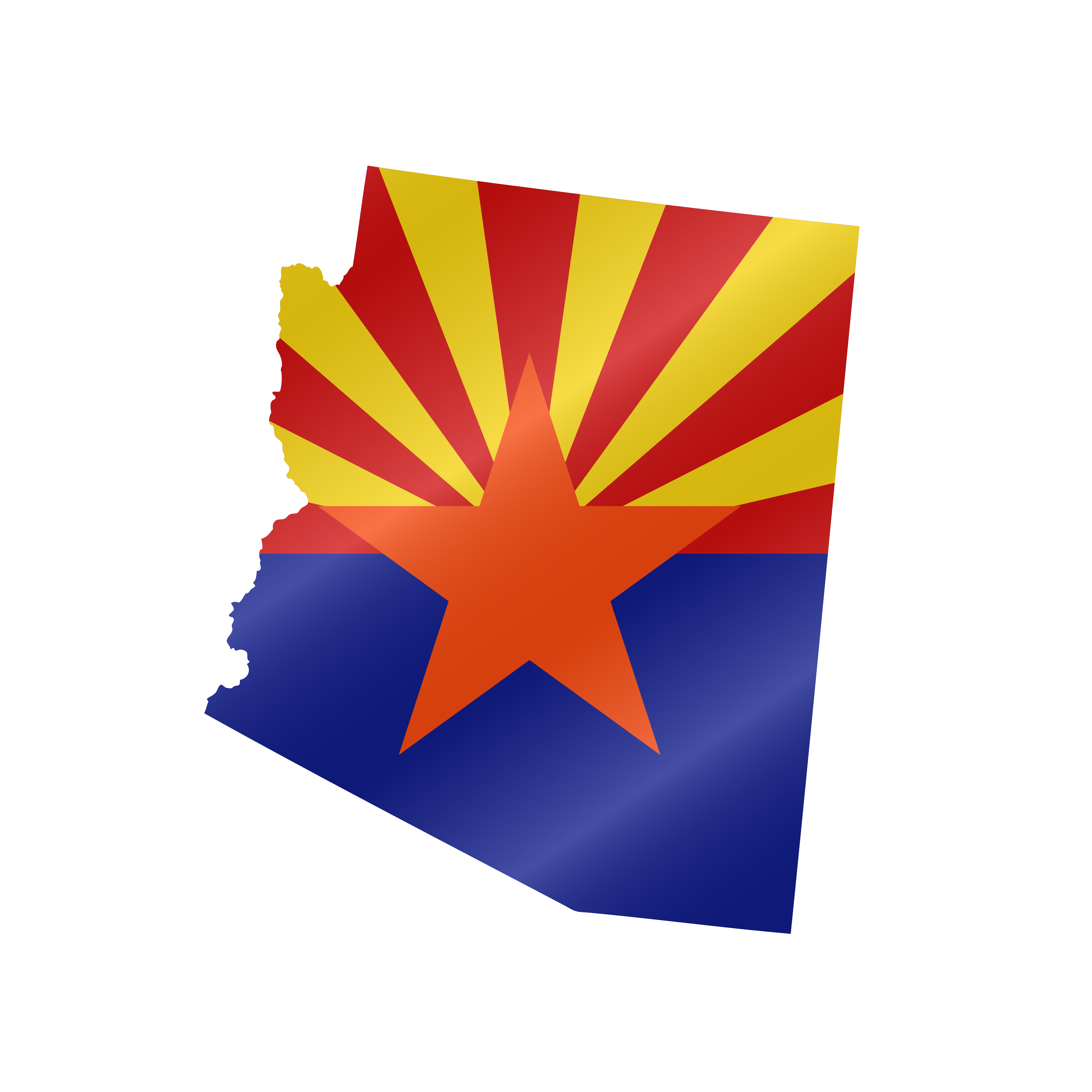 Detailed waving flag map of Arizona. Vector map with masked flag.. Waving flag map of Arizona. Vector illustration