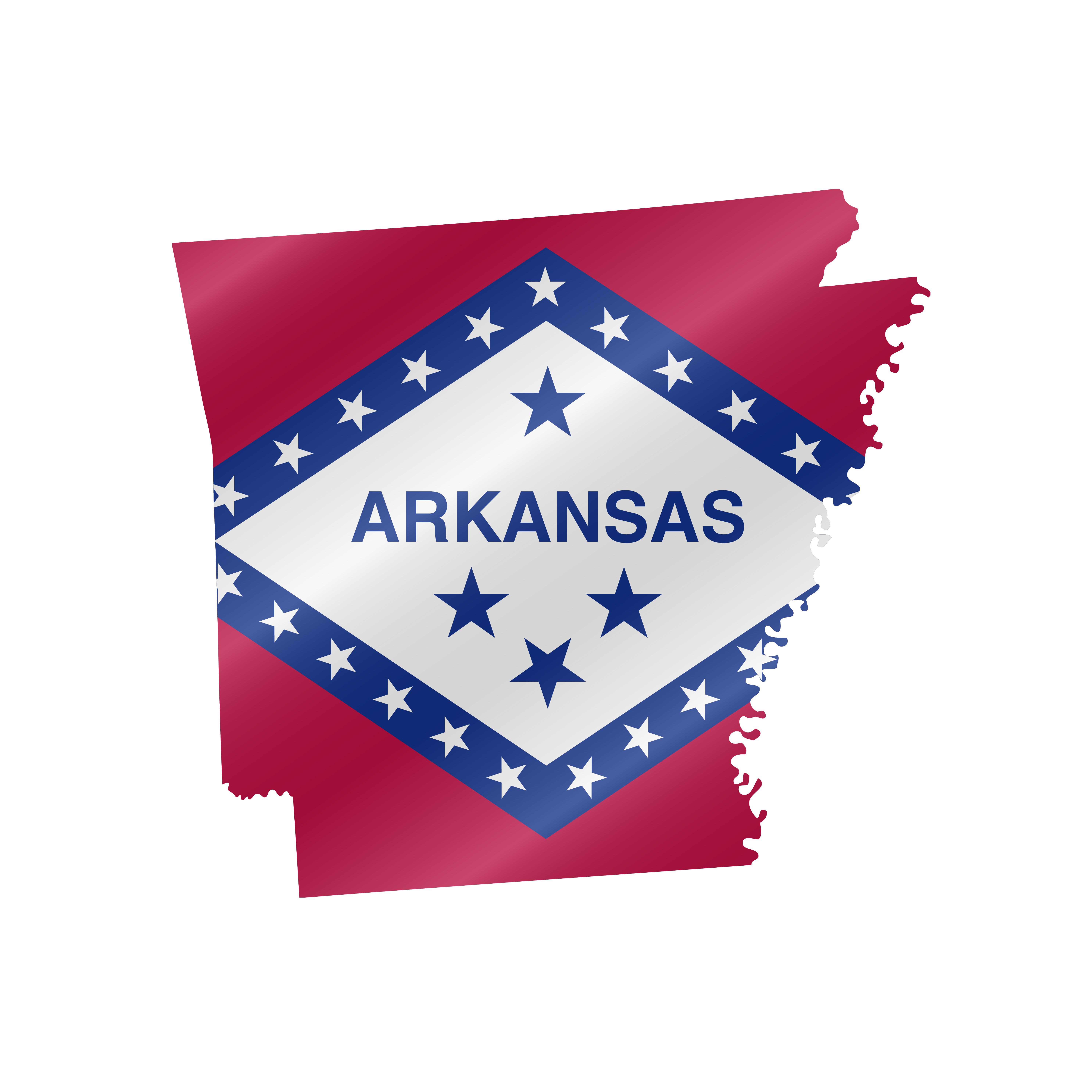 Detailed waving flag map of Arkansas. Vector map with masked flag.. Waving flag map of Arkansas. Vector illustration