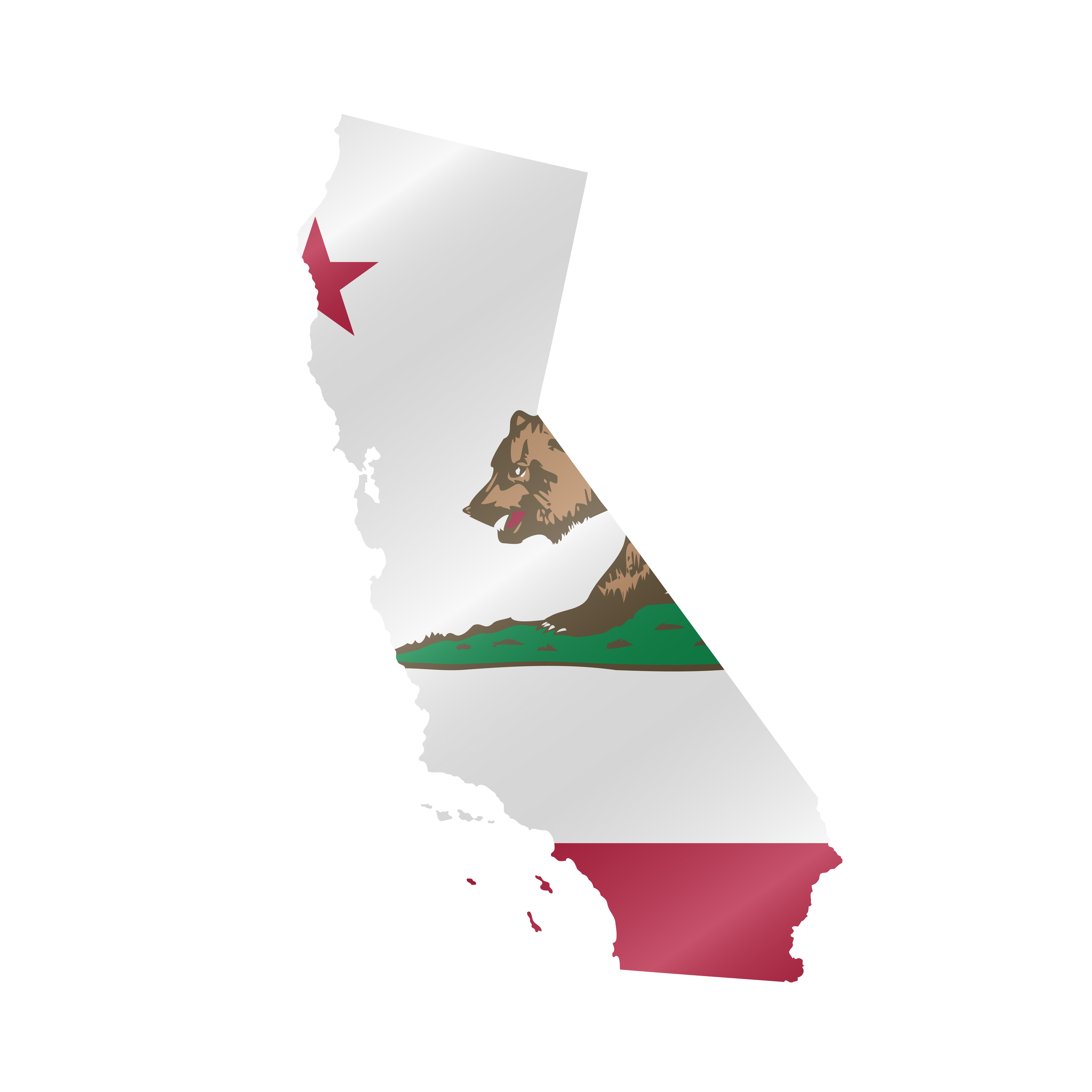 Detailed waving flag map of California. Vector map with masked flag.. Waving flag map of California. Vector illustration