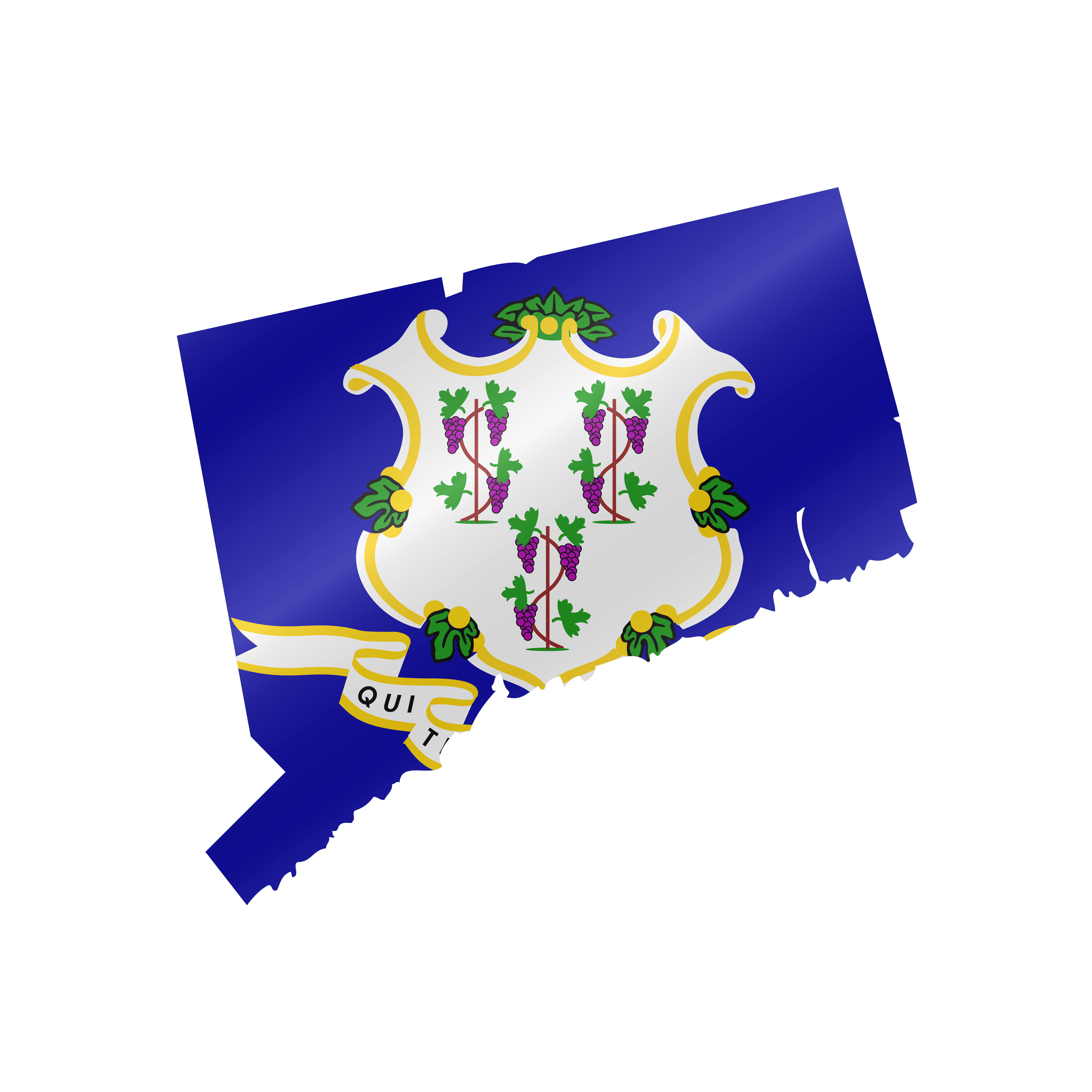 Detailed waving flag map of Connecticut. Vector map with masked flag.. Waving flag map of Connecticut. Vector illustration