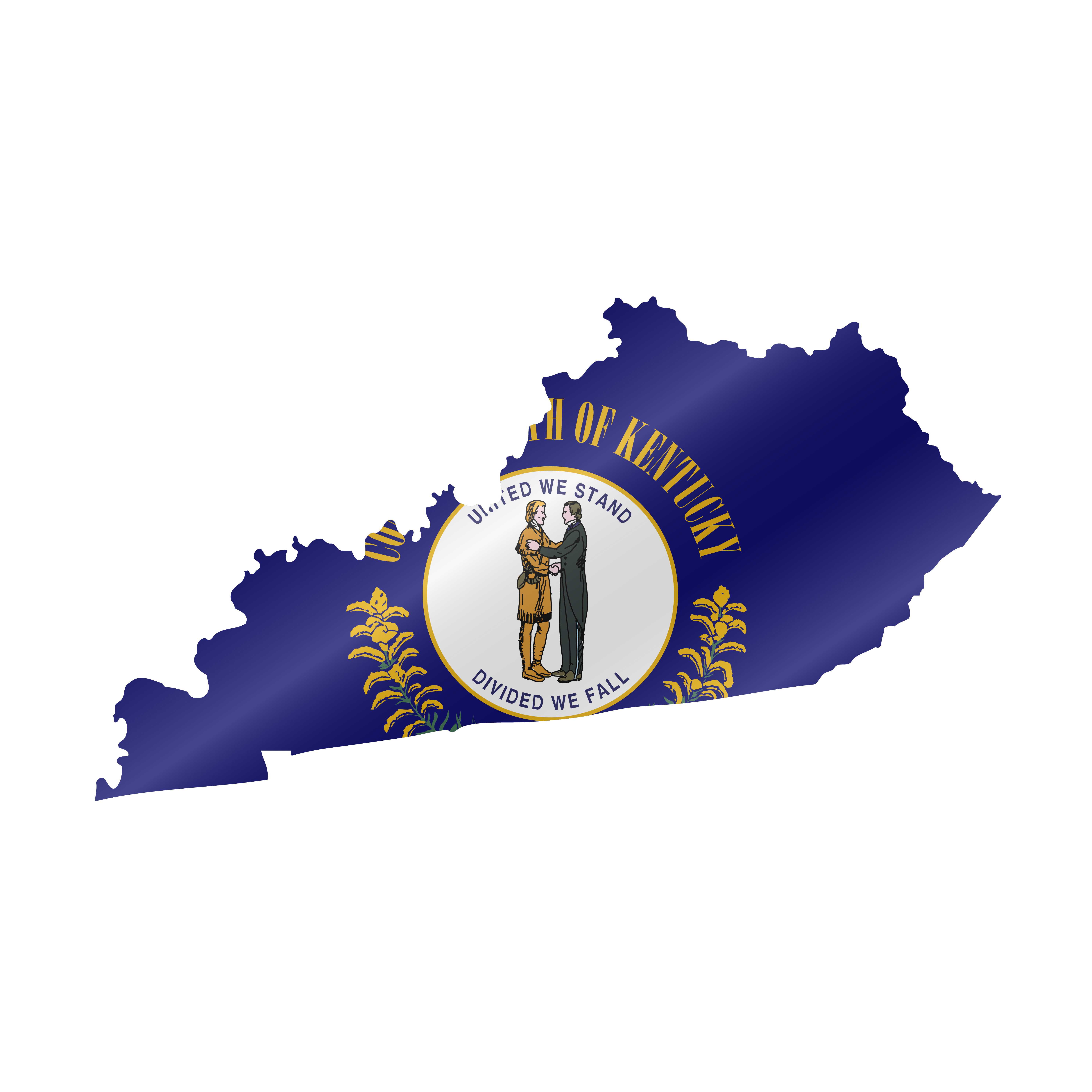 Detailed waving flag map of Kentucky. Vector map with masked flag.. Waving flag map of Kentucky. Vector illustration