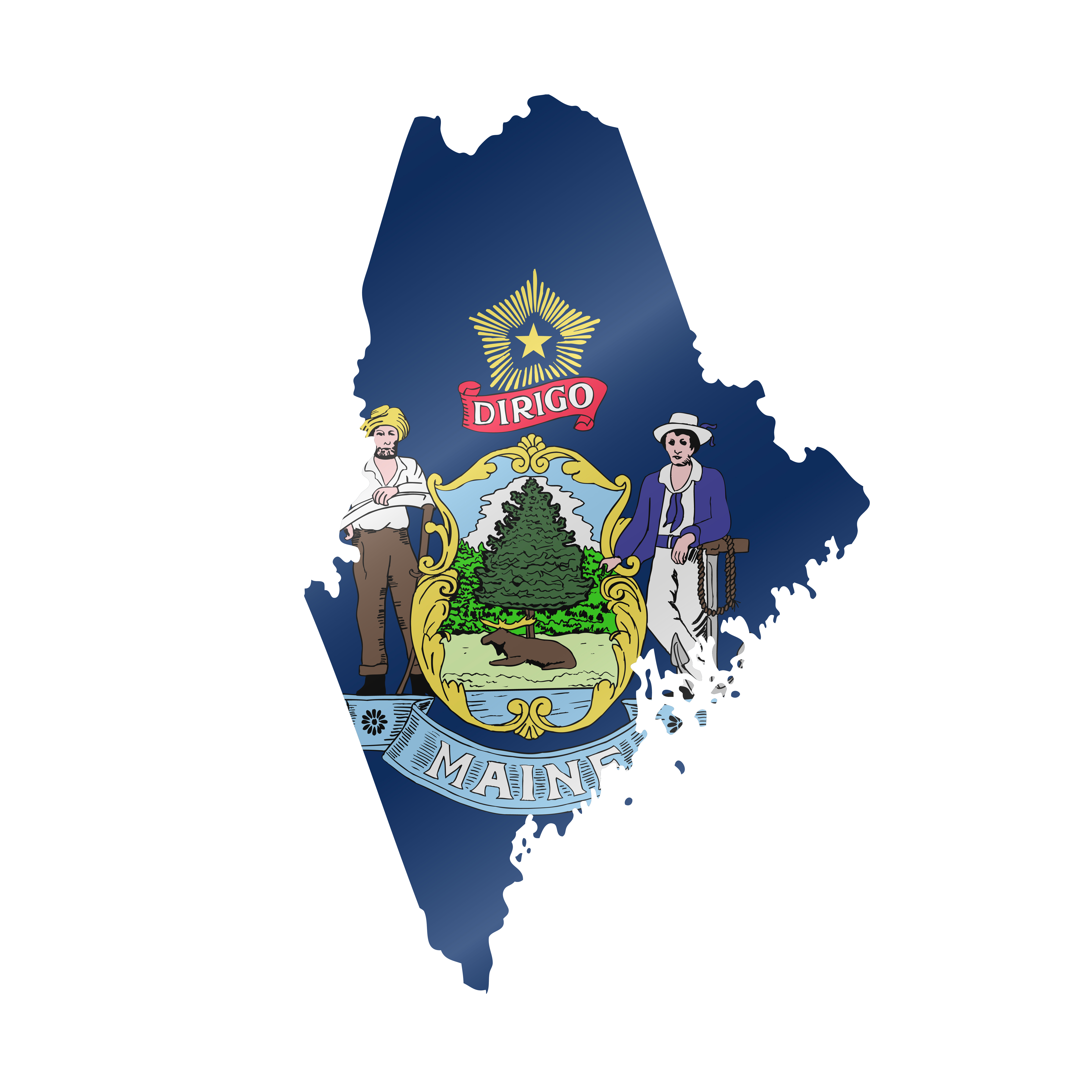 Detailed waving flag map of Maine. Vector map with masked flag.. Waving flag map of Maine. Vector illustration