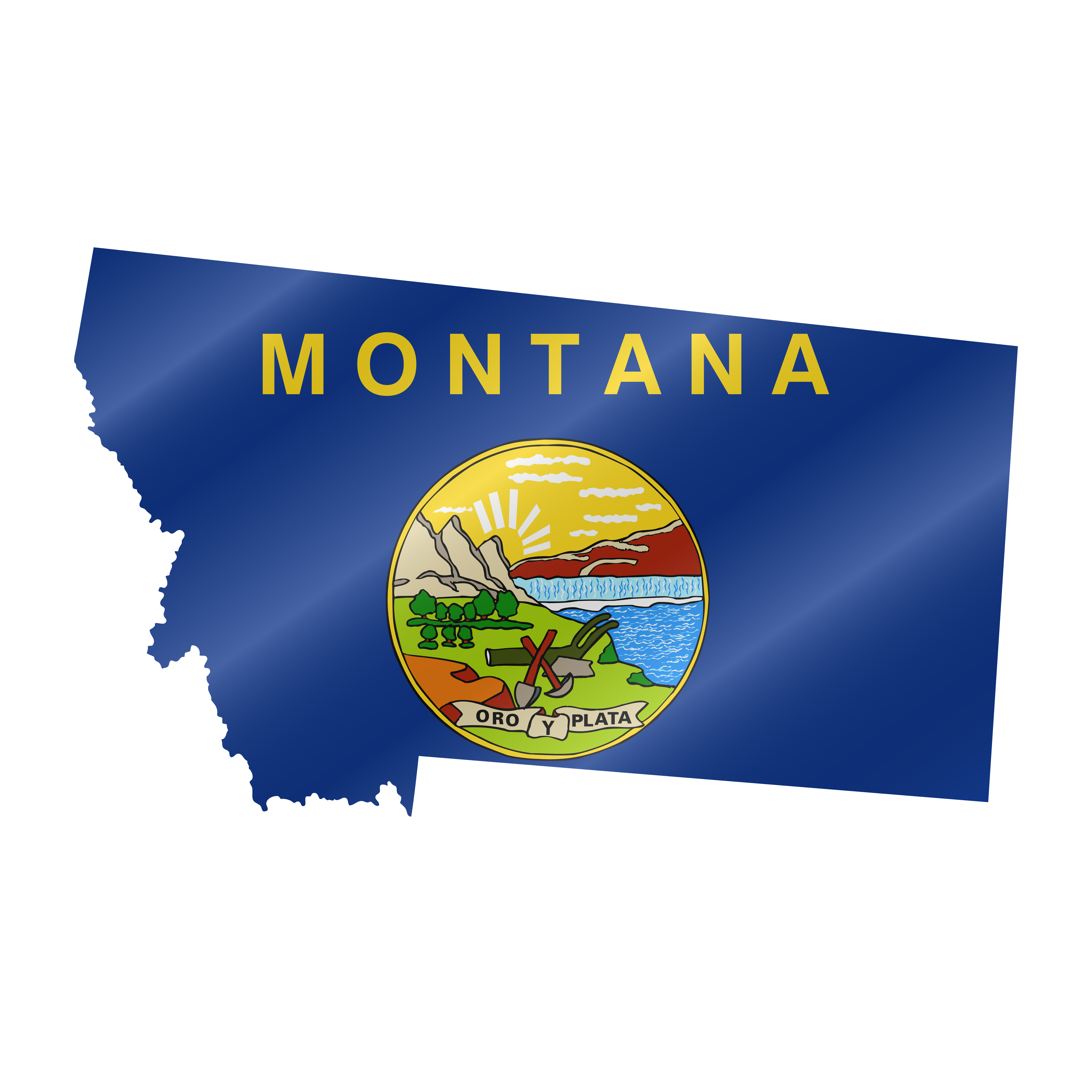 Detailed waving flag map of Montana. Vector map with masked flag.. Waving flag map of Montana. Vector illustration