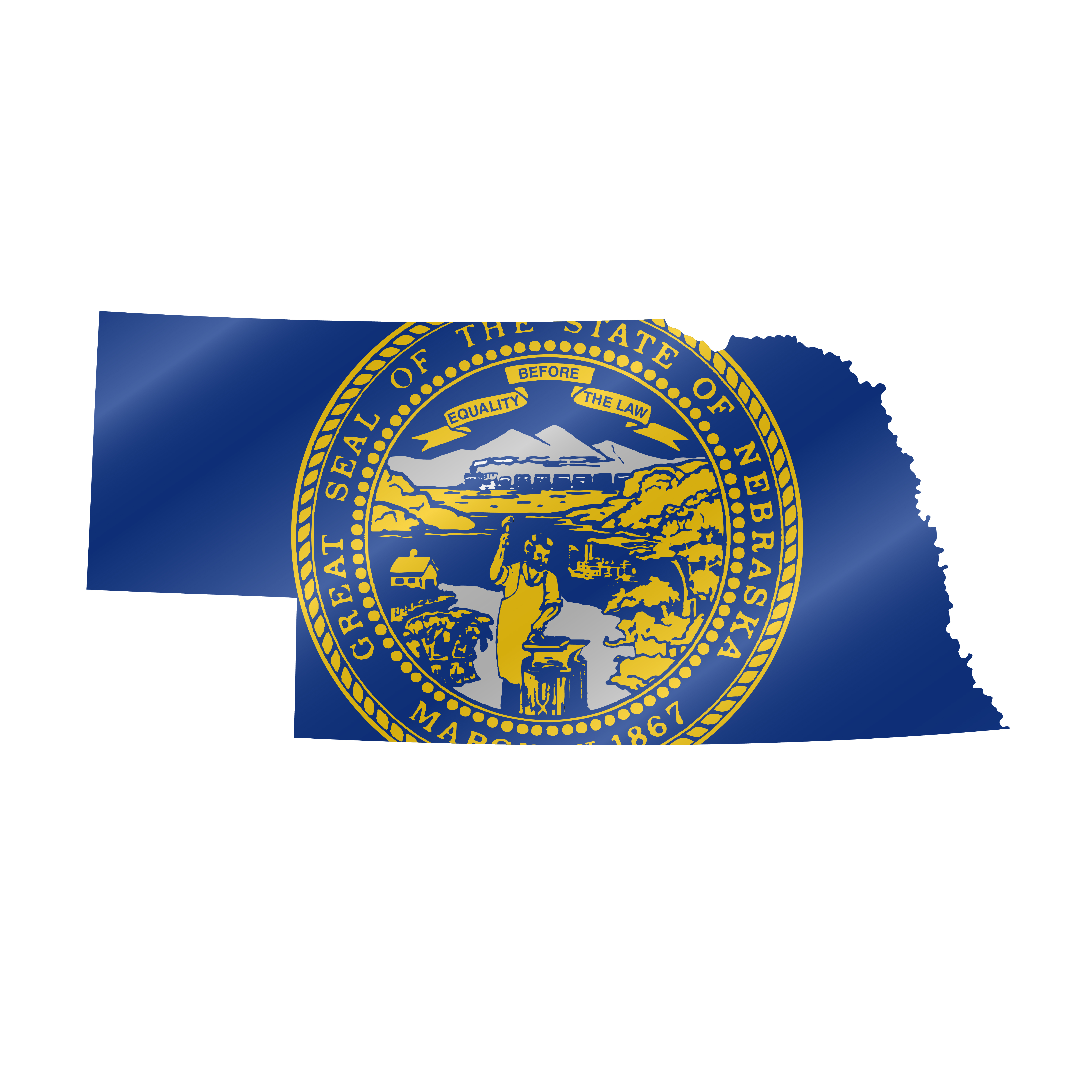 Detailed waving flag map of Nebraska. Vector map with masked flag.. Waving flag map of Nebraska. Vector illustration