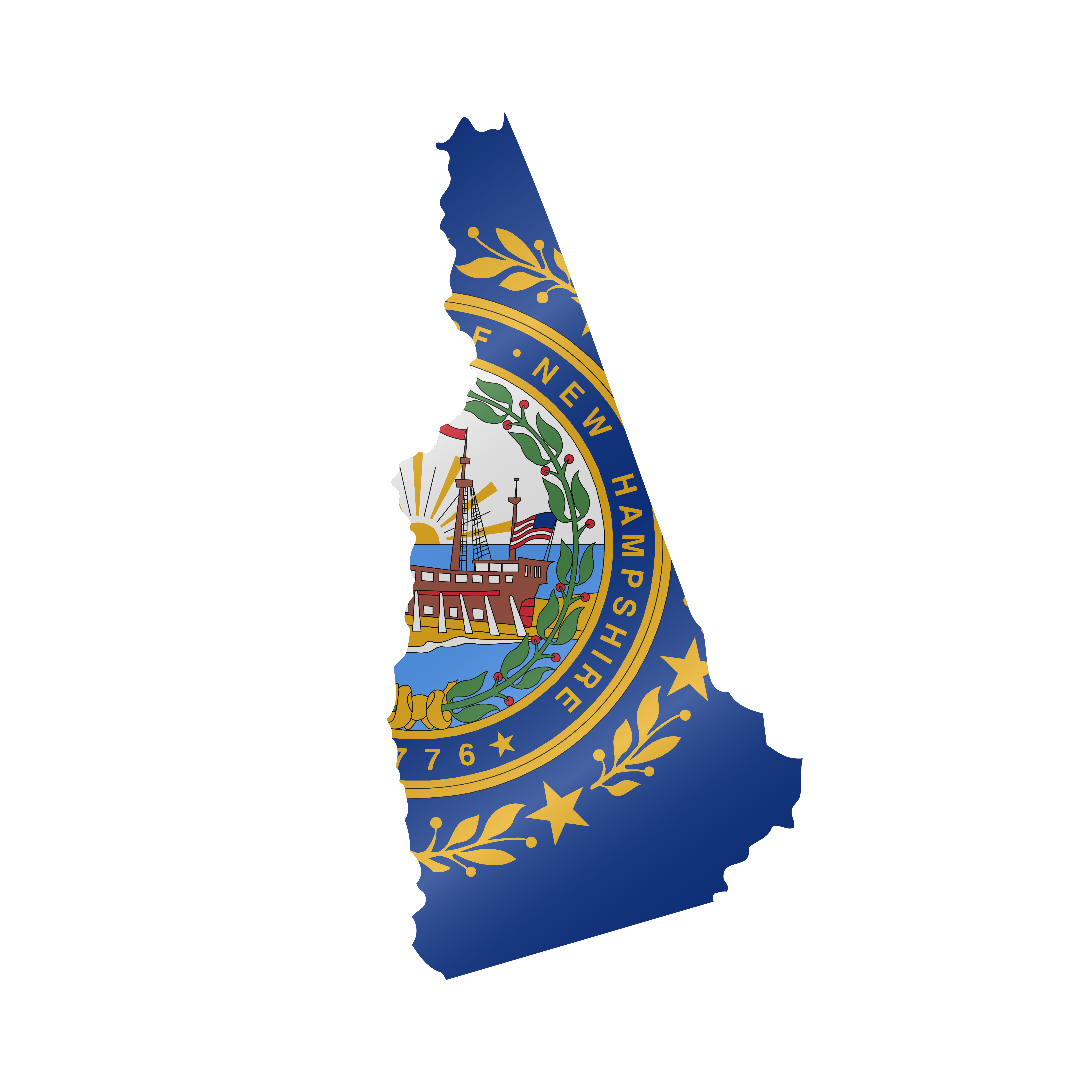 Detailed waving flag map of New Hampshire. Vector map with masked flag.. Waving flag map of New Hampshire. Vector illustration