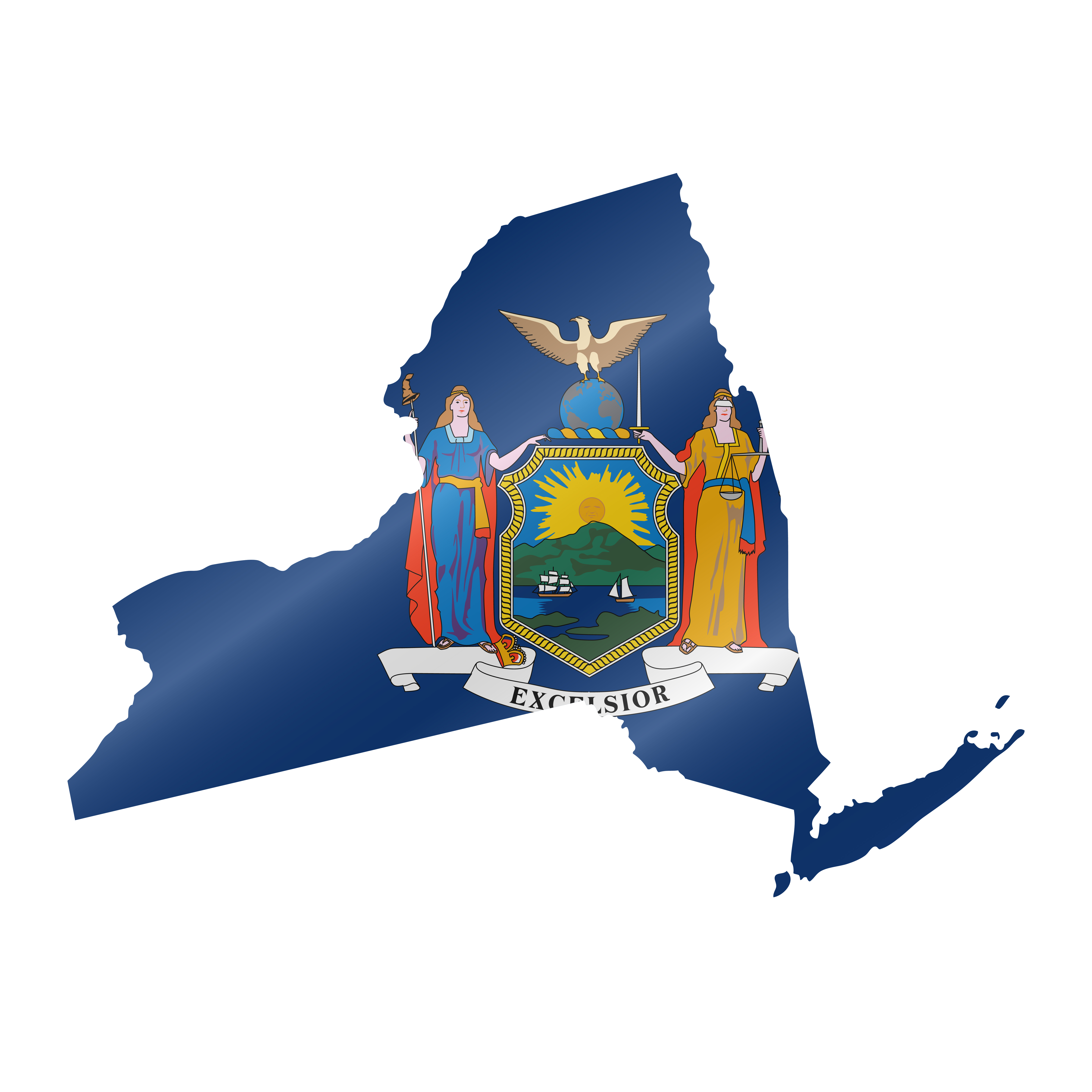 Detailed waving flag map of New York. Vector map with masked flag.. Waving flag map of New York. Vector illustration