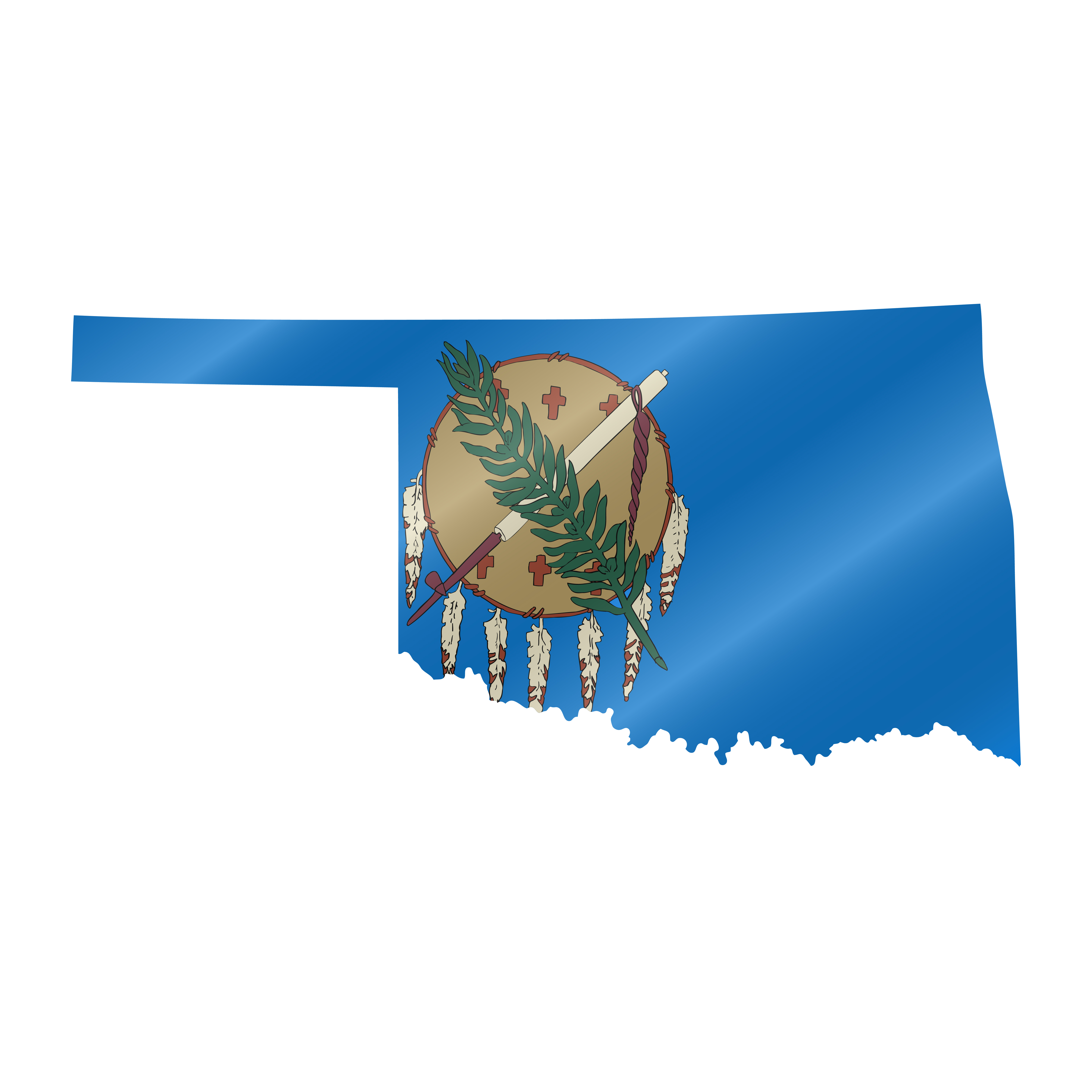 Detailed waving flag map of Oklahoma. Vector map with masked flag.. Waving flag map of Oklahoma. Vector illustration