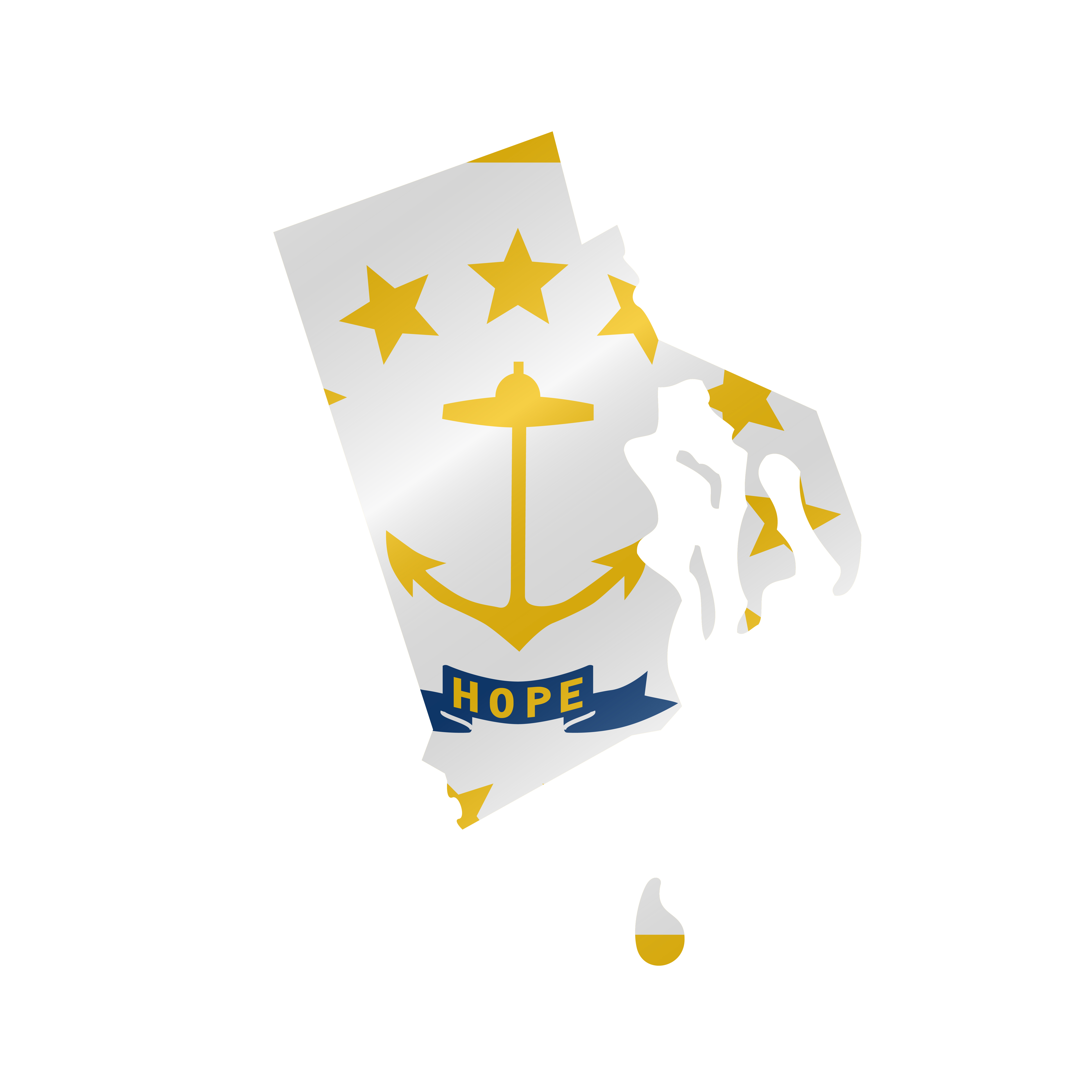 Detailed waving flag map of Rhode Island. Vector map with masked flag.. Waving flag map of Rhode Island. Vector illustration
