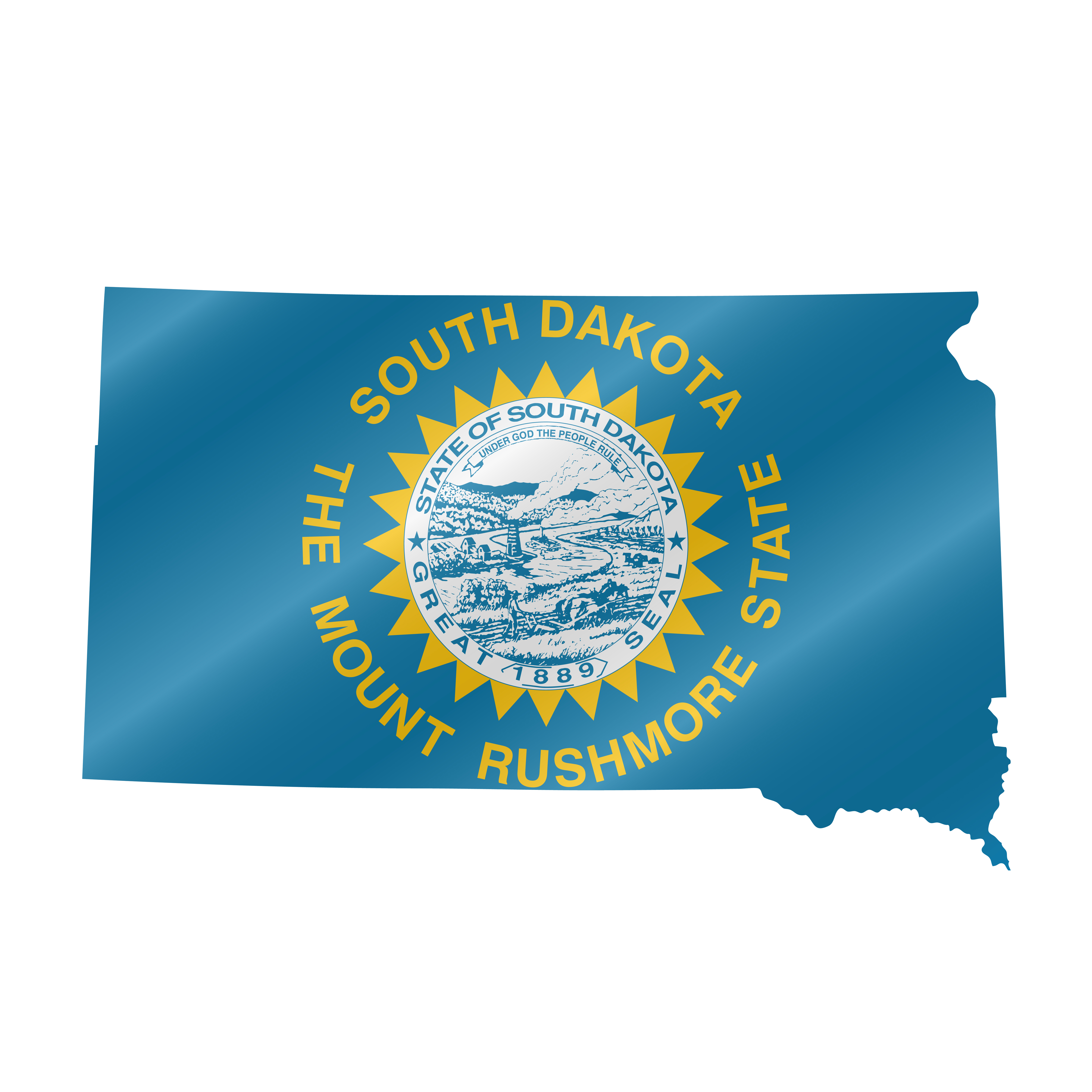 Detailed waving flag map of South Dakota. Vector map with masked flag.. Waving flag map of South Dakota. Vector illustration