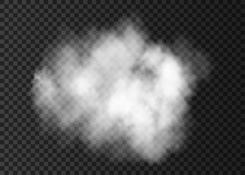 White  transparent smoke cloud.  Steam explosion special effect.  Realistic  vector   fire fog or mist texture .