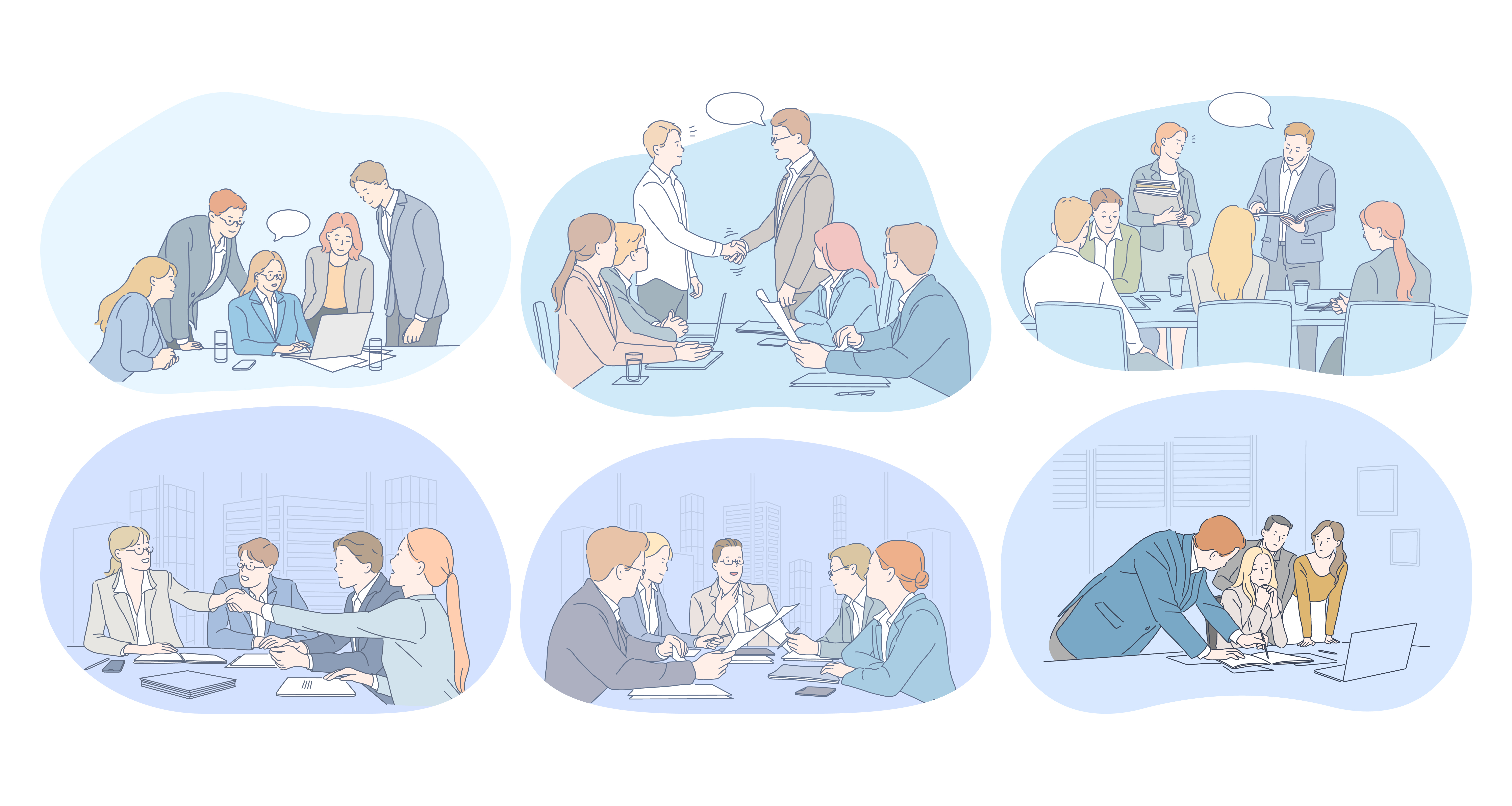 Teamwork, brainstorming, negotiations, agreement, deal, presentation concept. Business people office workers discussing projects together, having brainstorming, making presentation for partners . Teamwork, brainstorming, negotiations, agreement, deal, presentation concept
