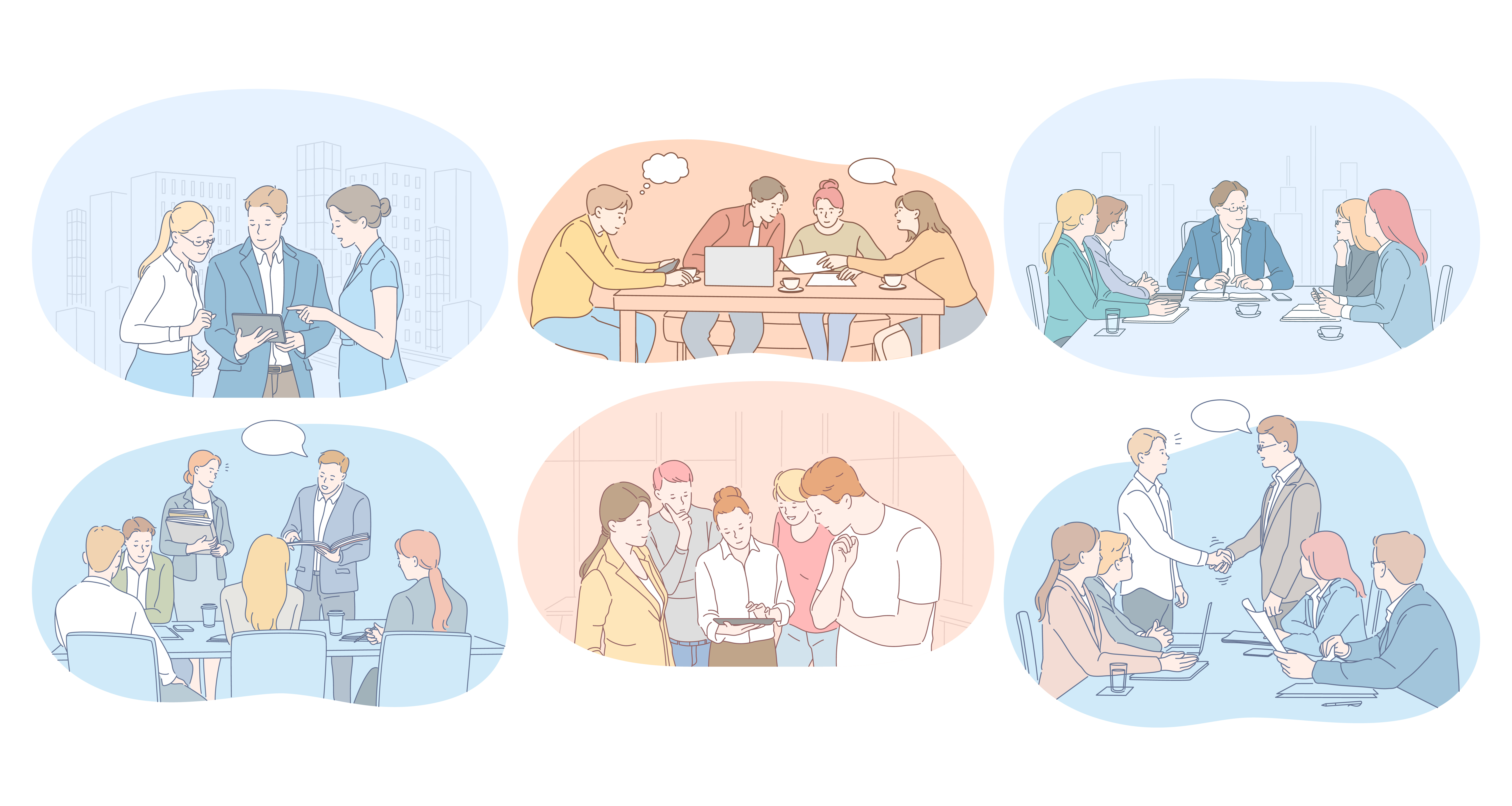 Teamwork, brainstorming, negotiations, meeting, business partners concept. Business people office workers discussing projects and startups together, having brainstorming, making agreement . Teamwork, brainstorming, negotiations, meeting, business partners concept