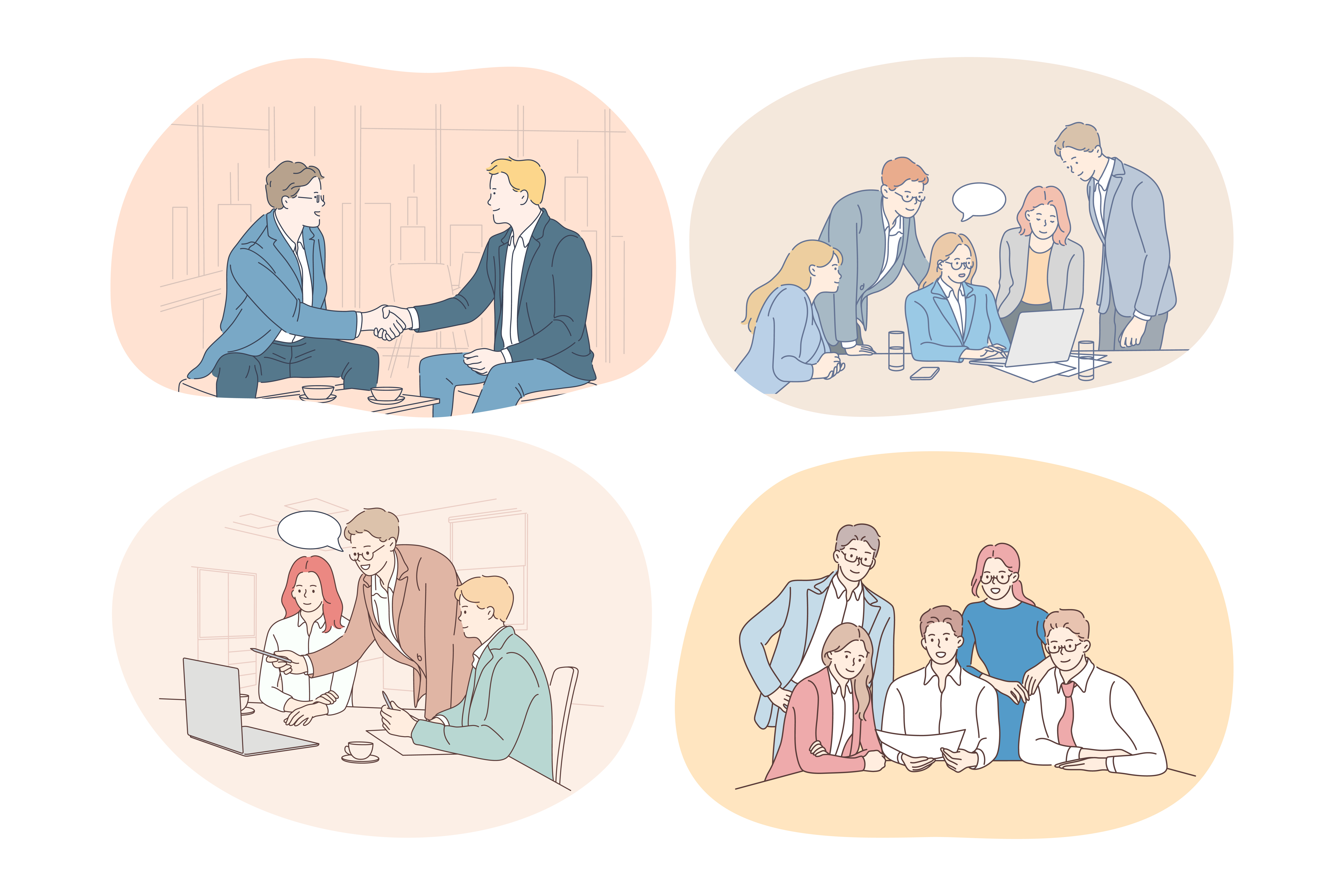 Teamwork business negotiations deal, office, agreement, cooperation concept. Business people partners coworkers discussing projects during brainstorming, arguing, making presentation together. Teamwork, business, negotiations, deal, office, agreement, cooperation concept