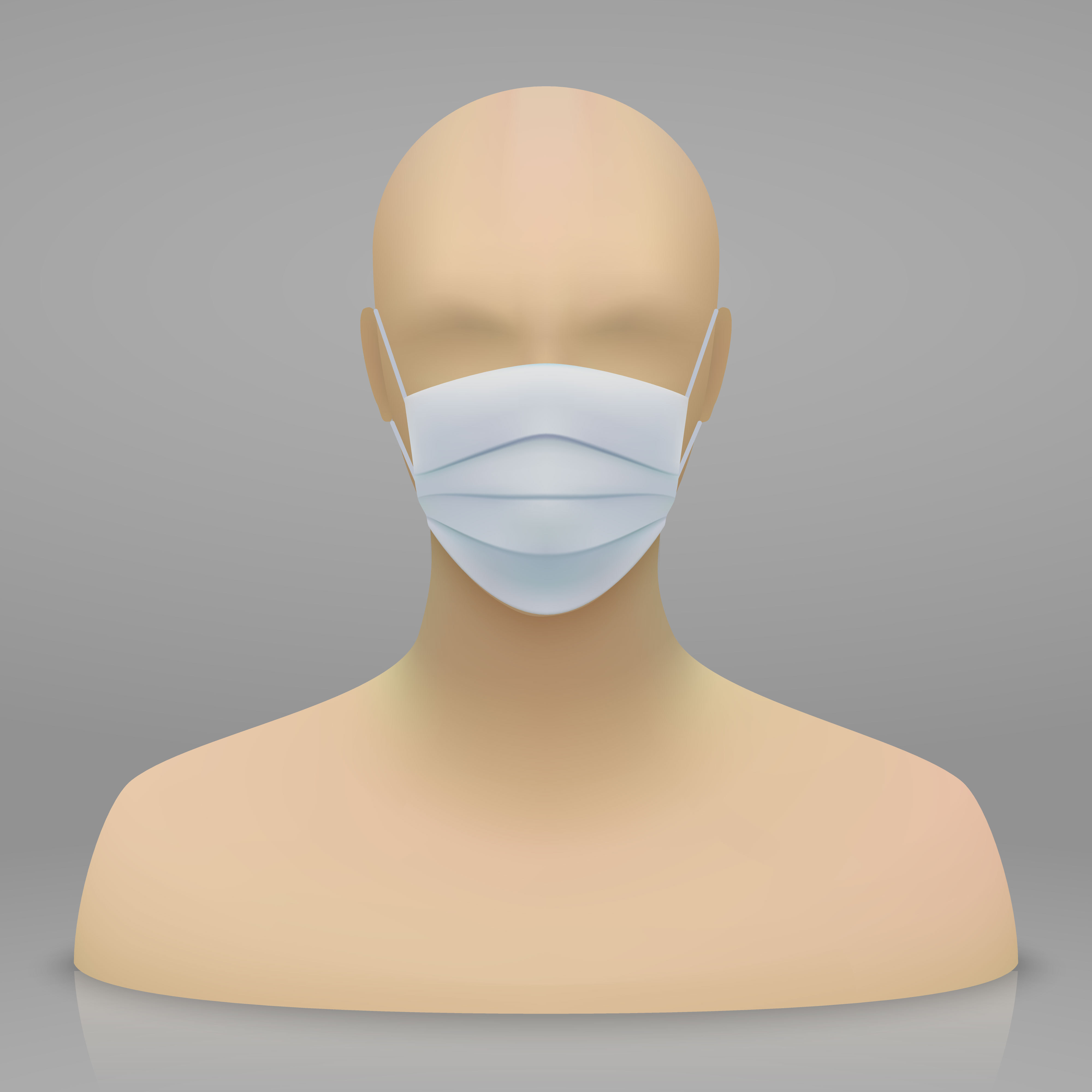 3d realistic mannequin head with medical face mask. head with medical face mask Corona virus vector icon. Template for your design