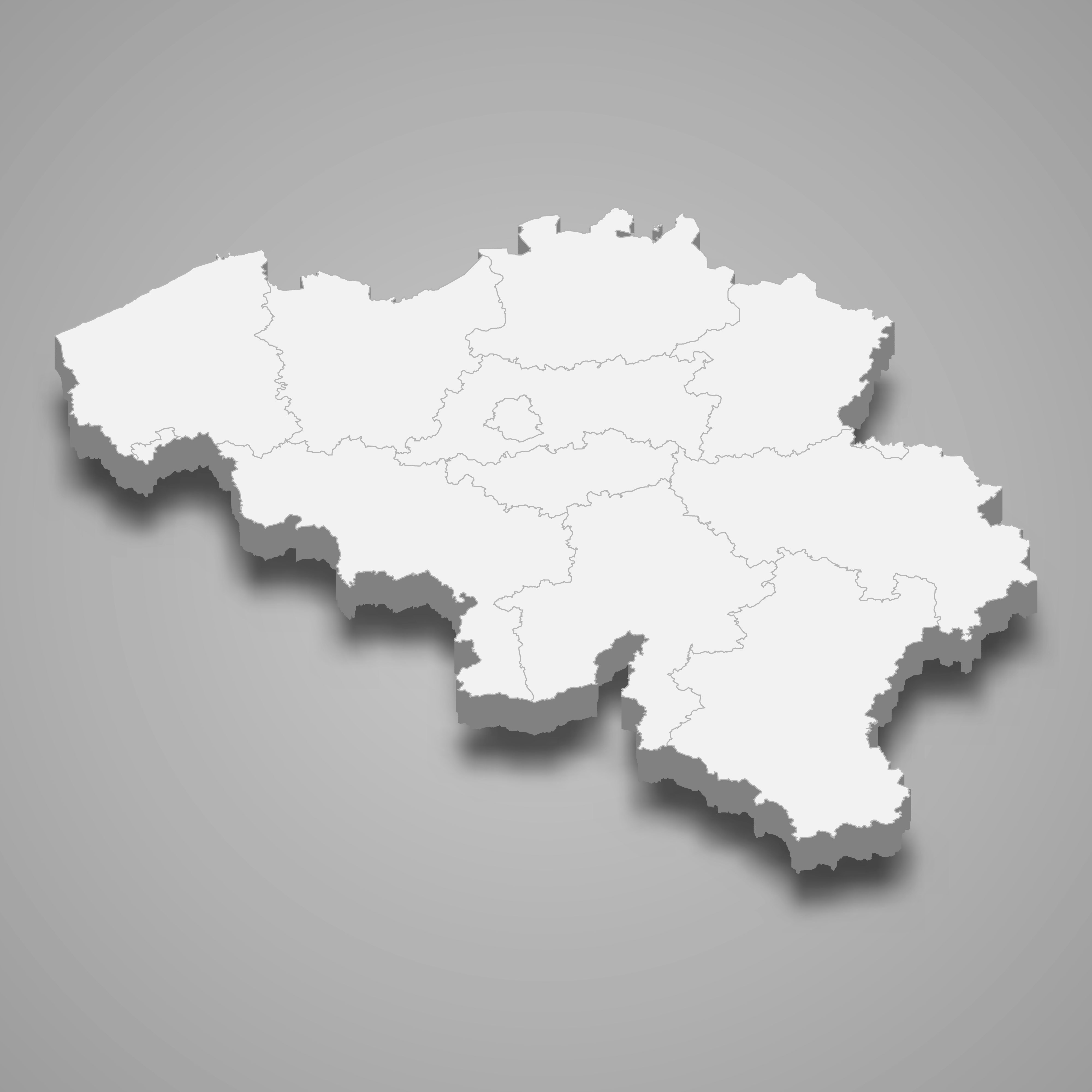 3d map of Belgium with borders of regions. 3d map with borders Template for your design