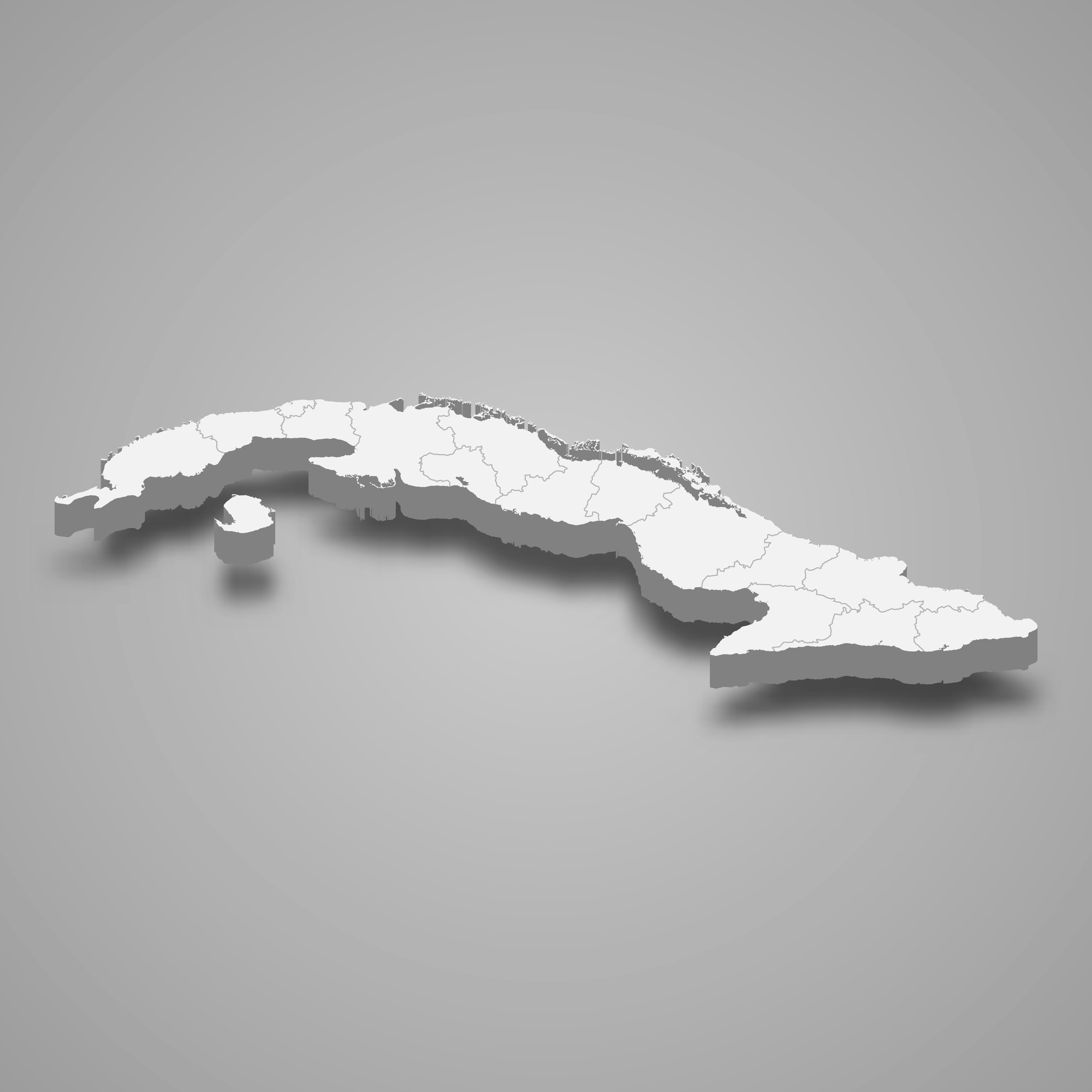 3d map of Cuba with borders of regions. 3d map with borders Template for your design