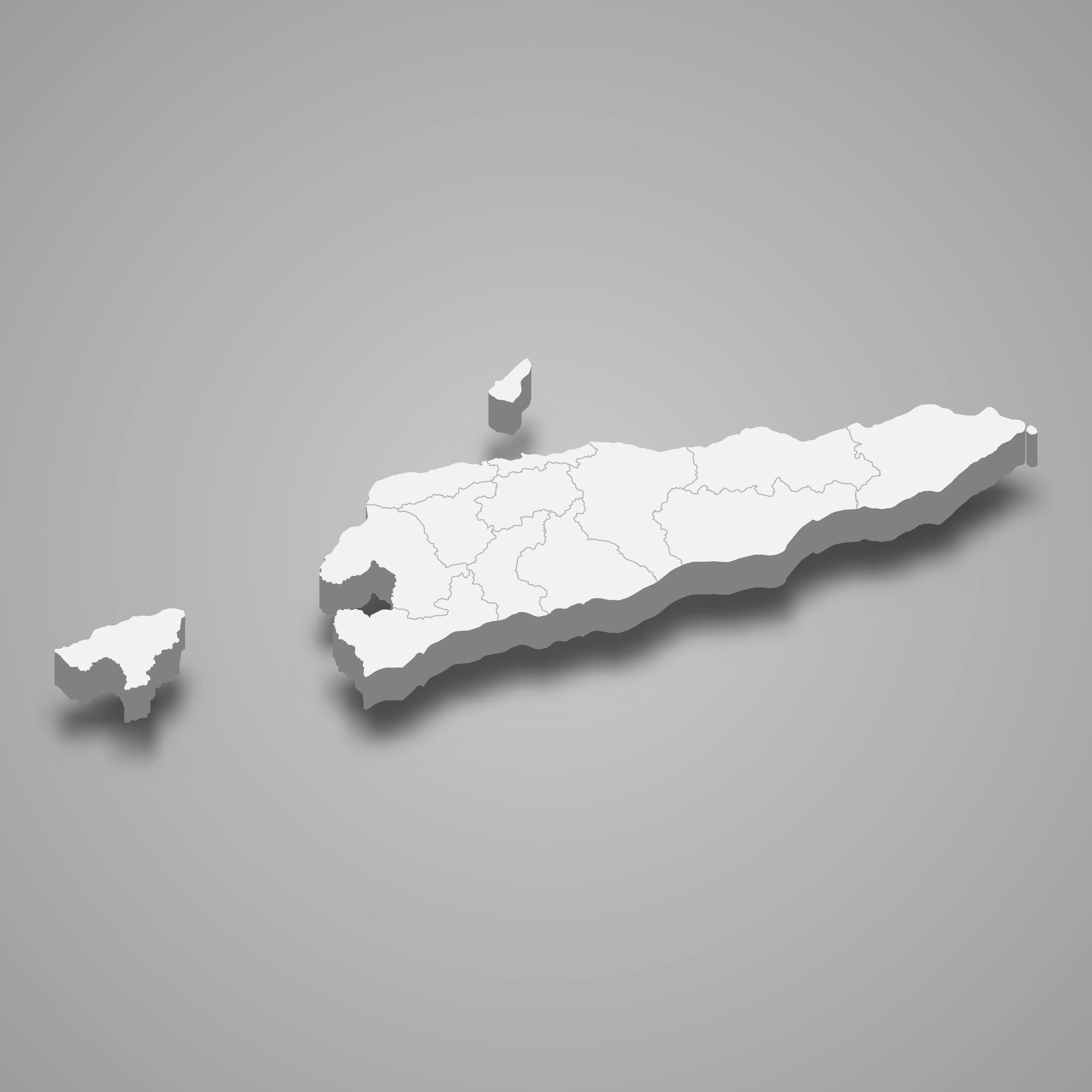 3d map of East Timor with borders of regions. 3d map with borders Template for your design