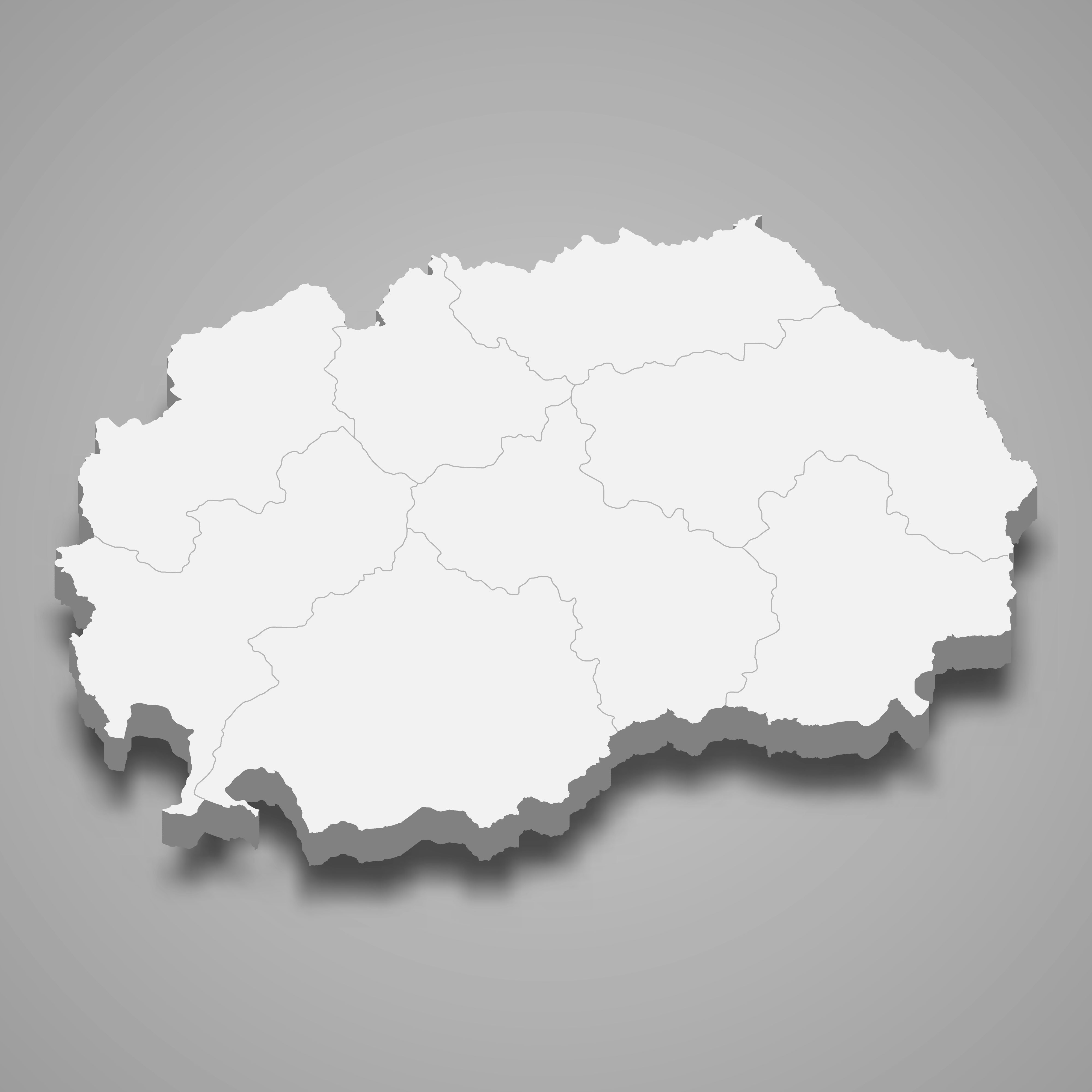 3d map of North Macedonia with borders of regions. 3d map with borders Template for your design