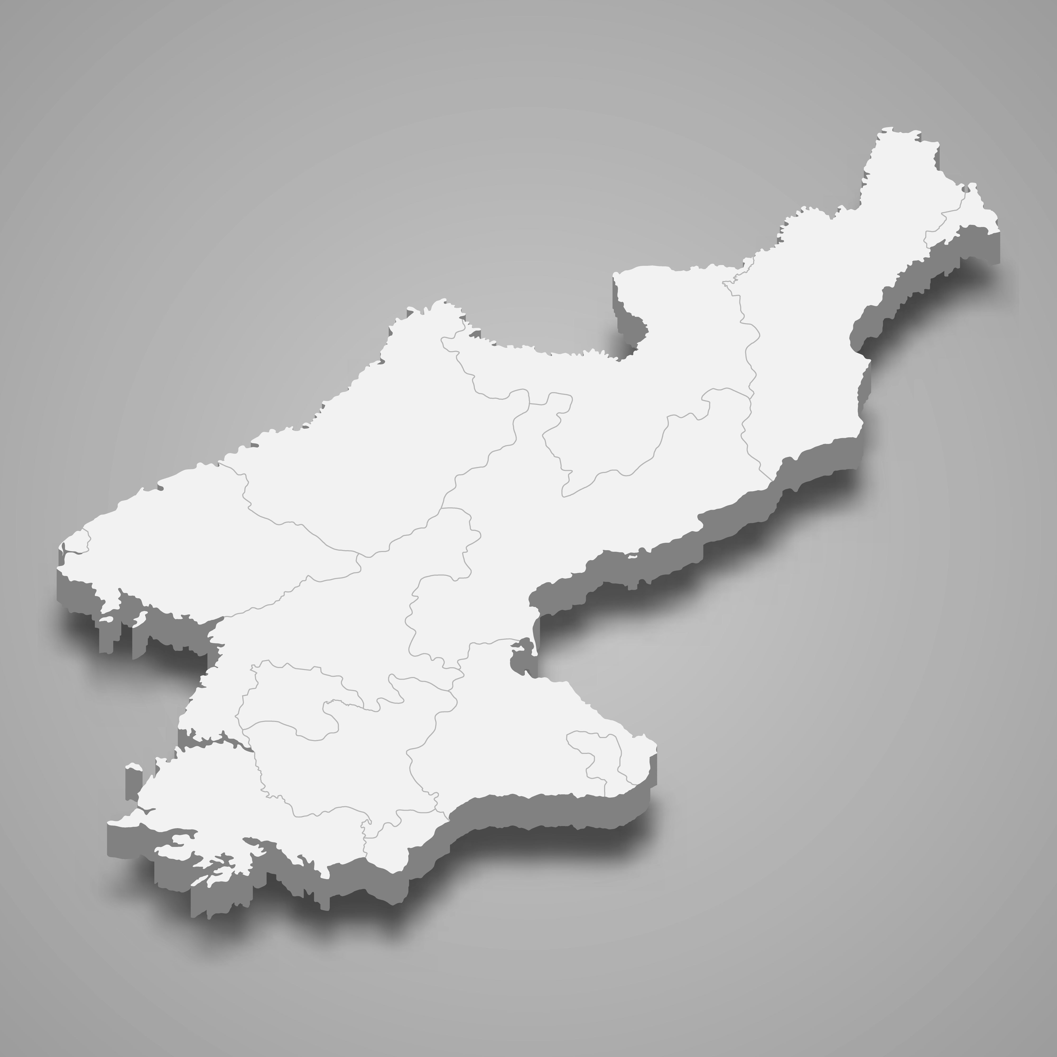 3d map of North Korea with borders of regions. 3d map with borders Template for your design