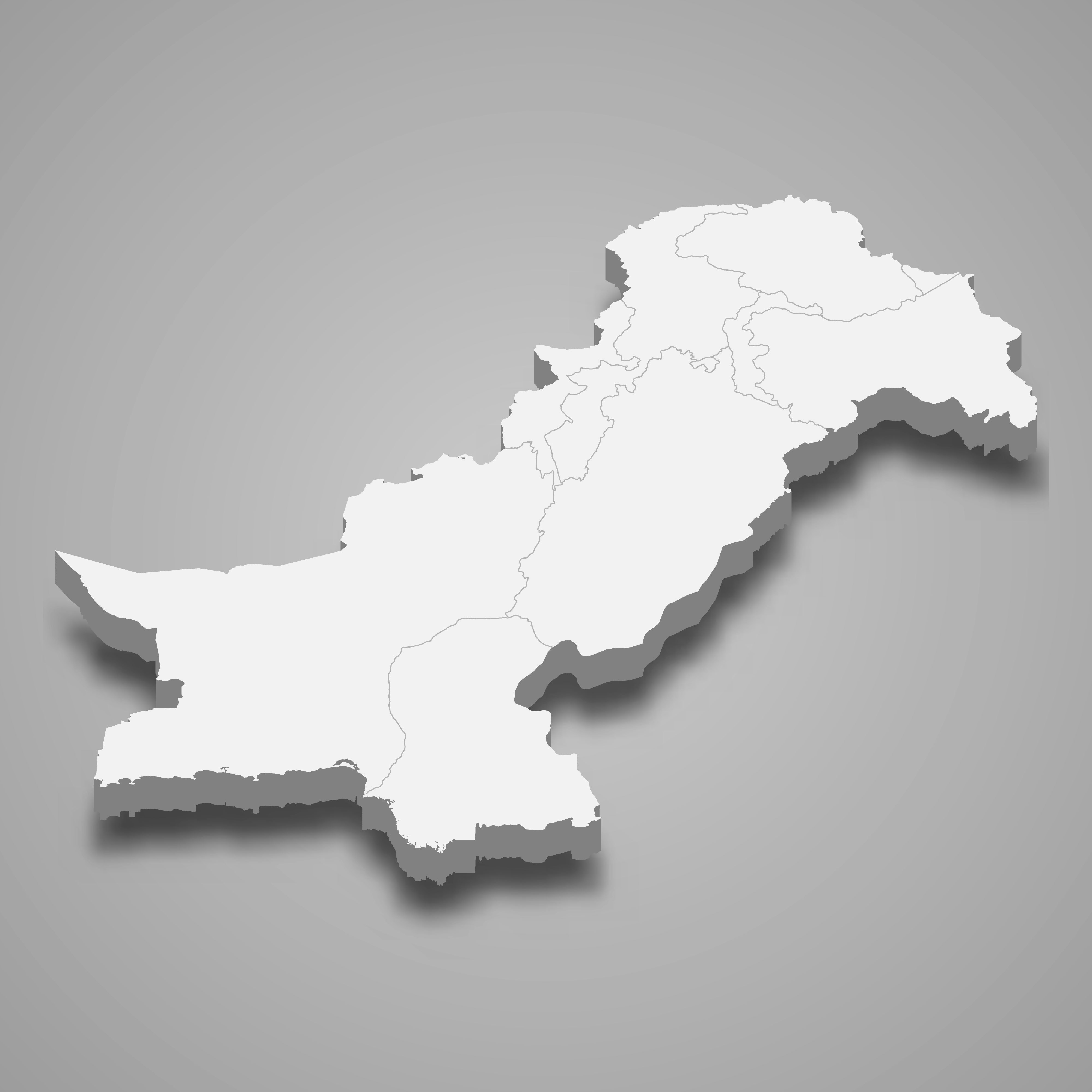 3d map of Pakistan with borders of regions. 3d map with borders Template for your design