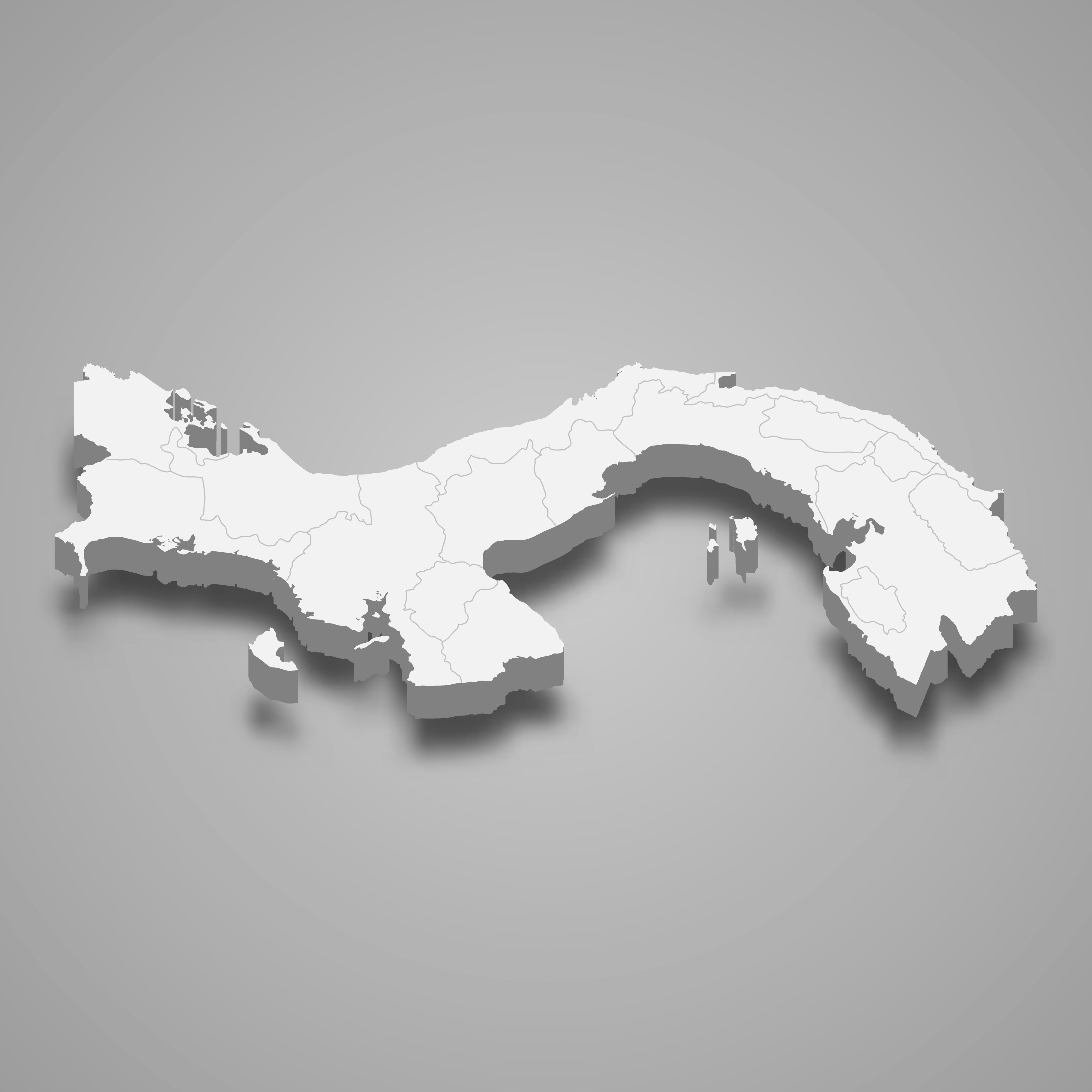 3d map of Panama with borders of regions. 3d map with borders Template for your design