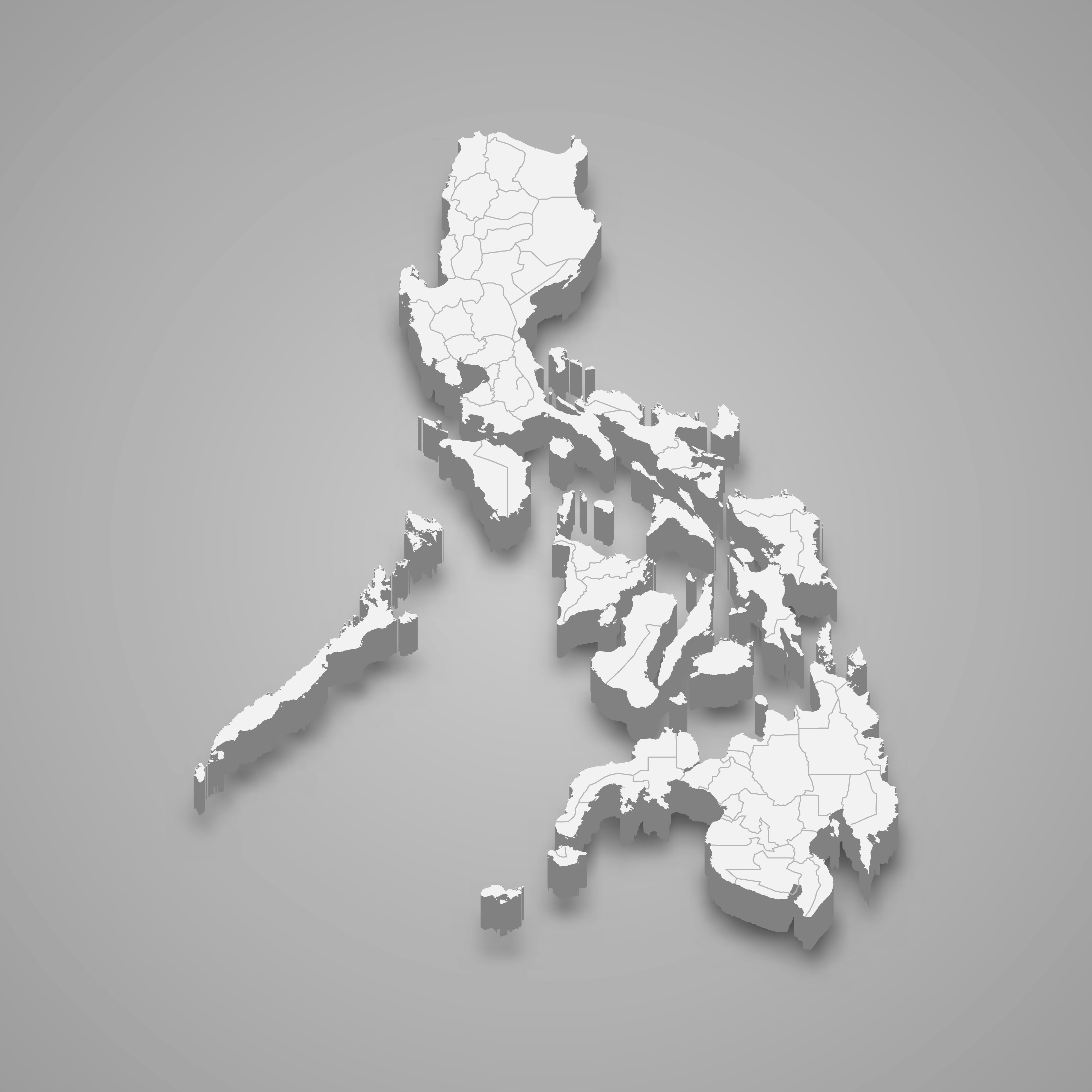 3d map of Philippines with borders of regions. 3d map with borders Template for your design
