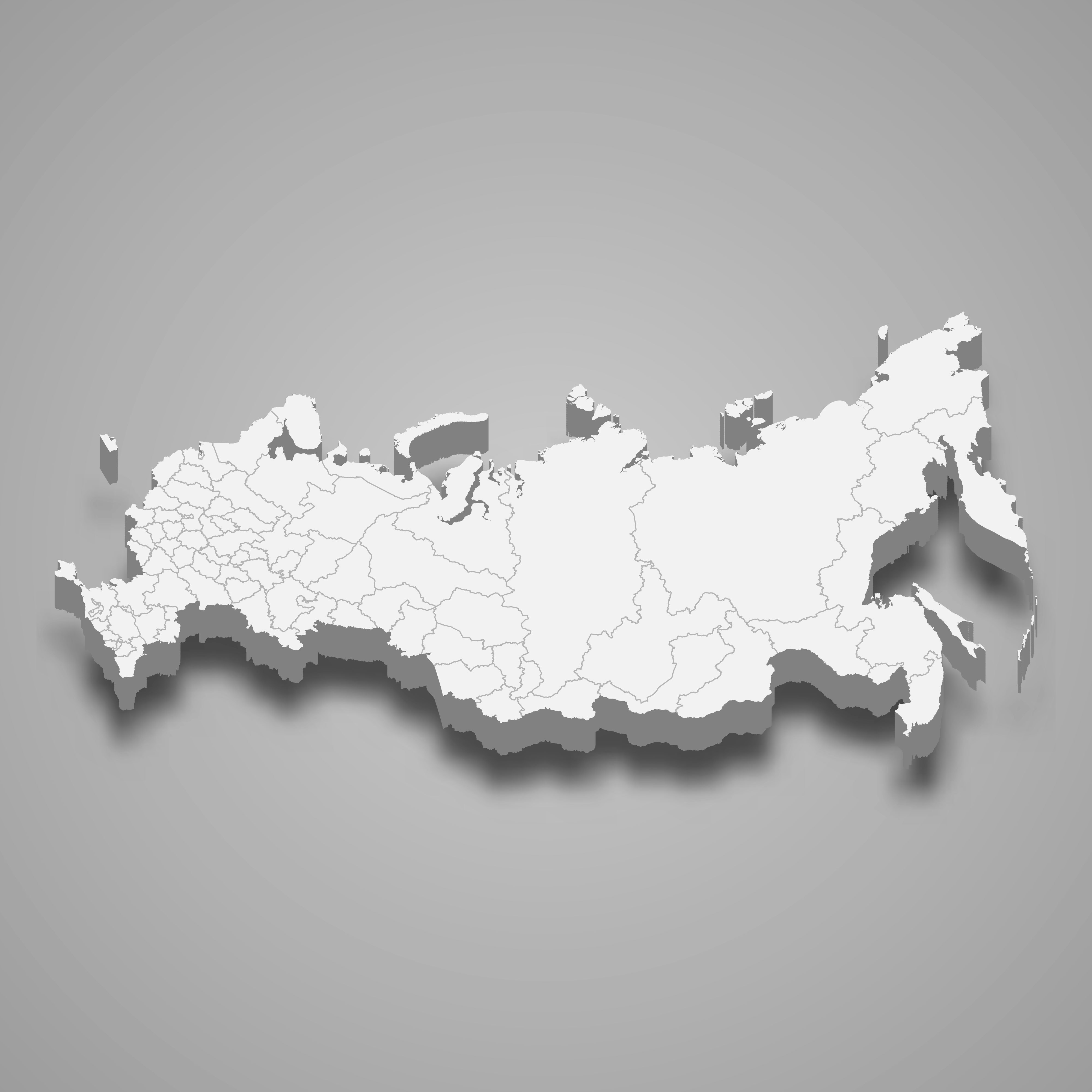 3d map of Russia with borders of regions. 3d map with borders Template for your design