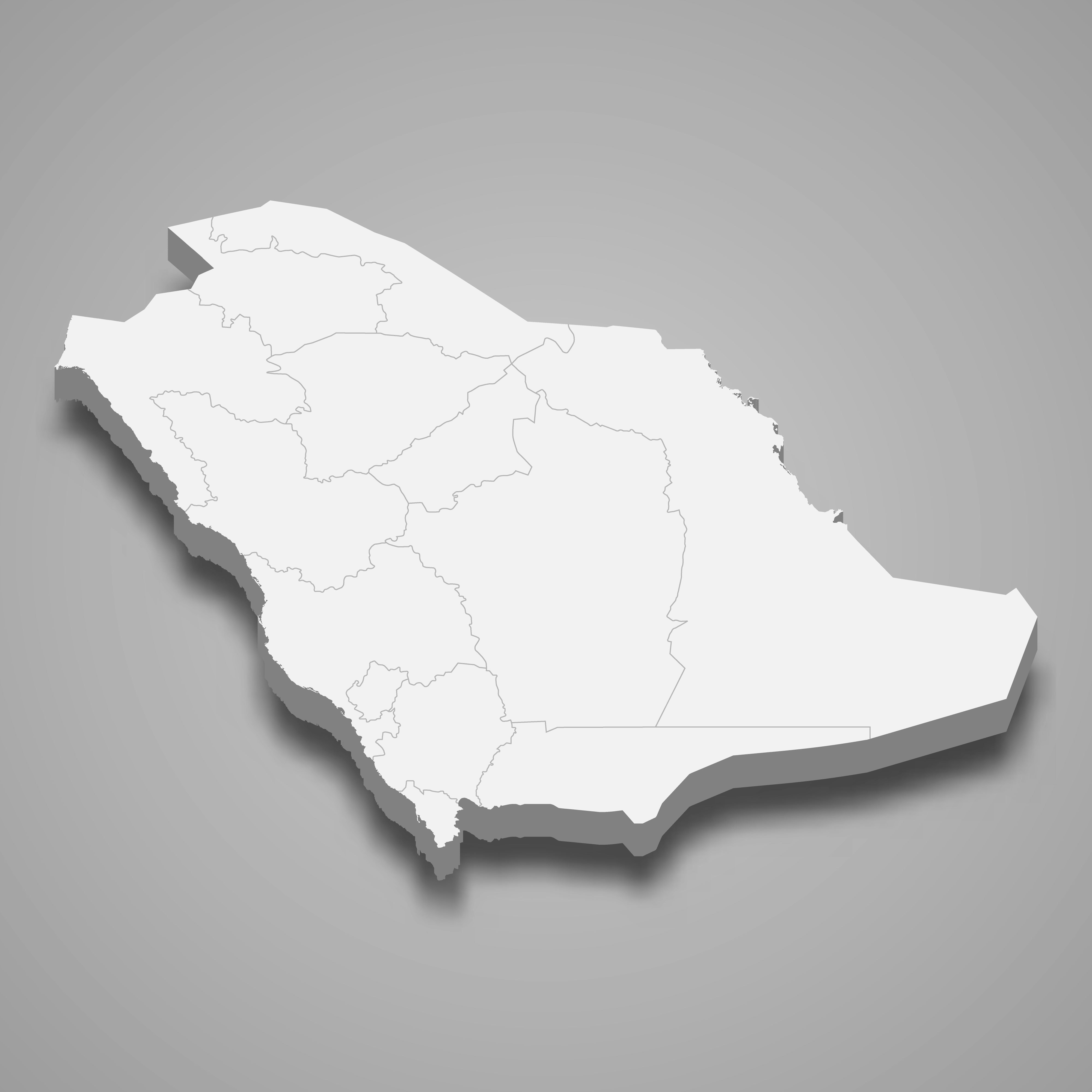 3d map of Saudi Arabia with borders of regions. 3d map with borders Template for your design