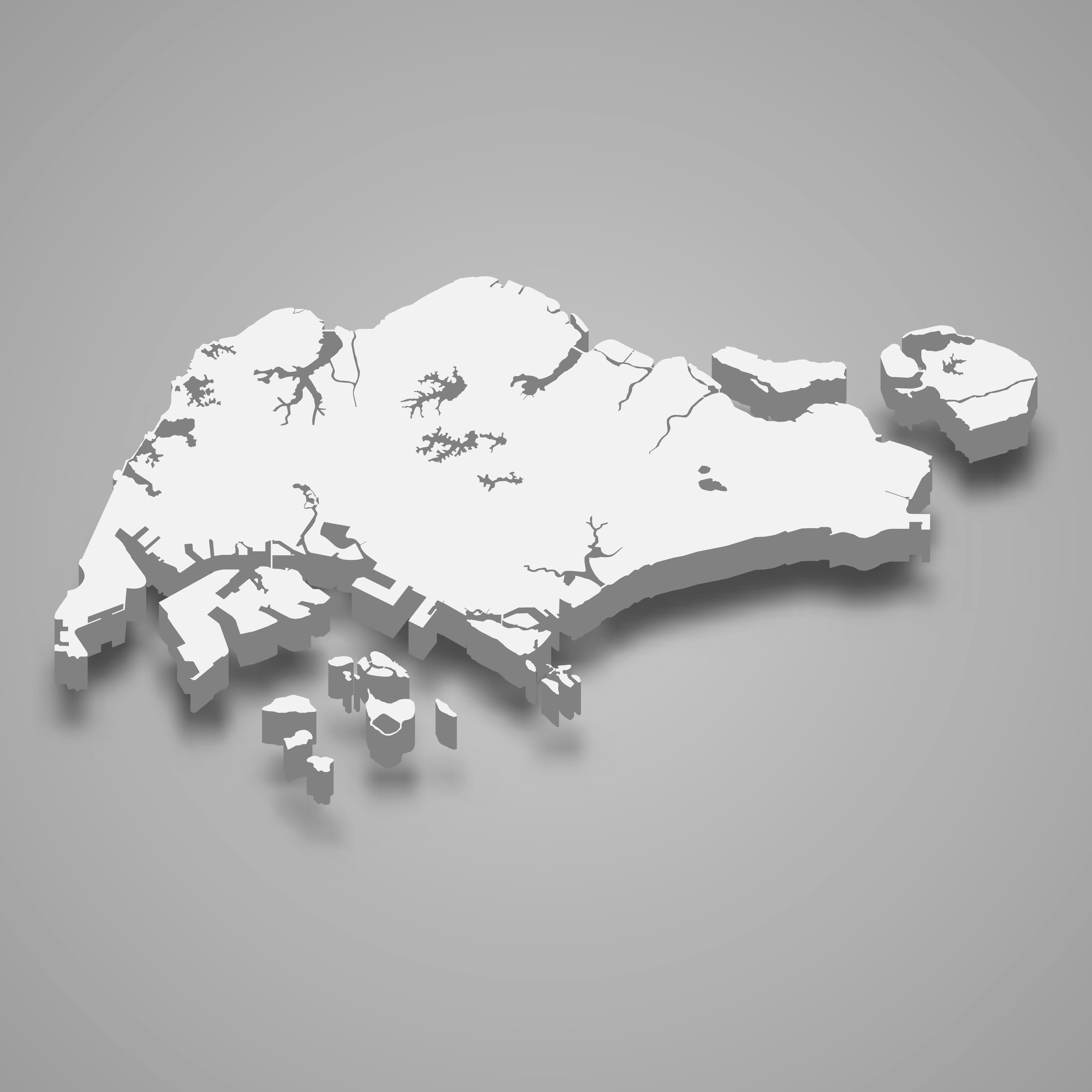 3d map of Singapore with borders of regions. 3d map with borders Template for your design