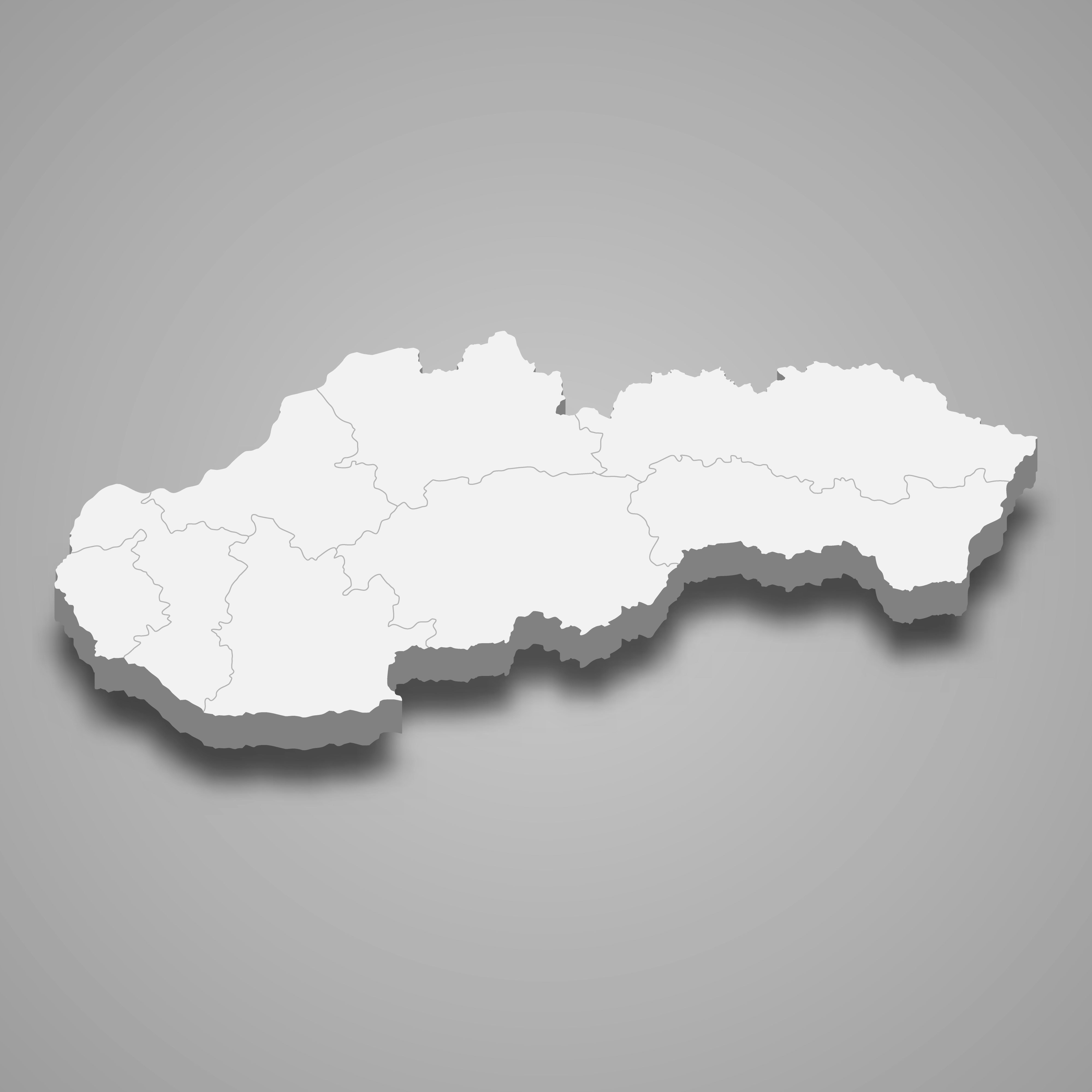 3d map of Slovakia with borders of regions. 3d map with borders Template for your design