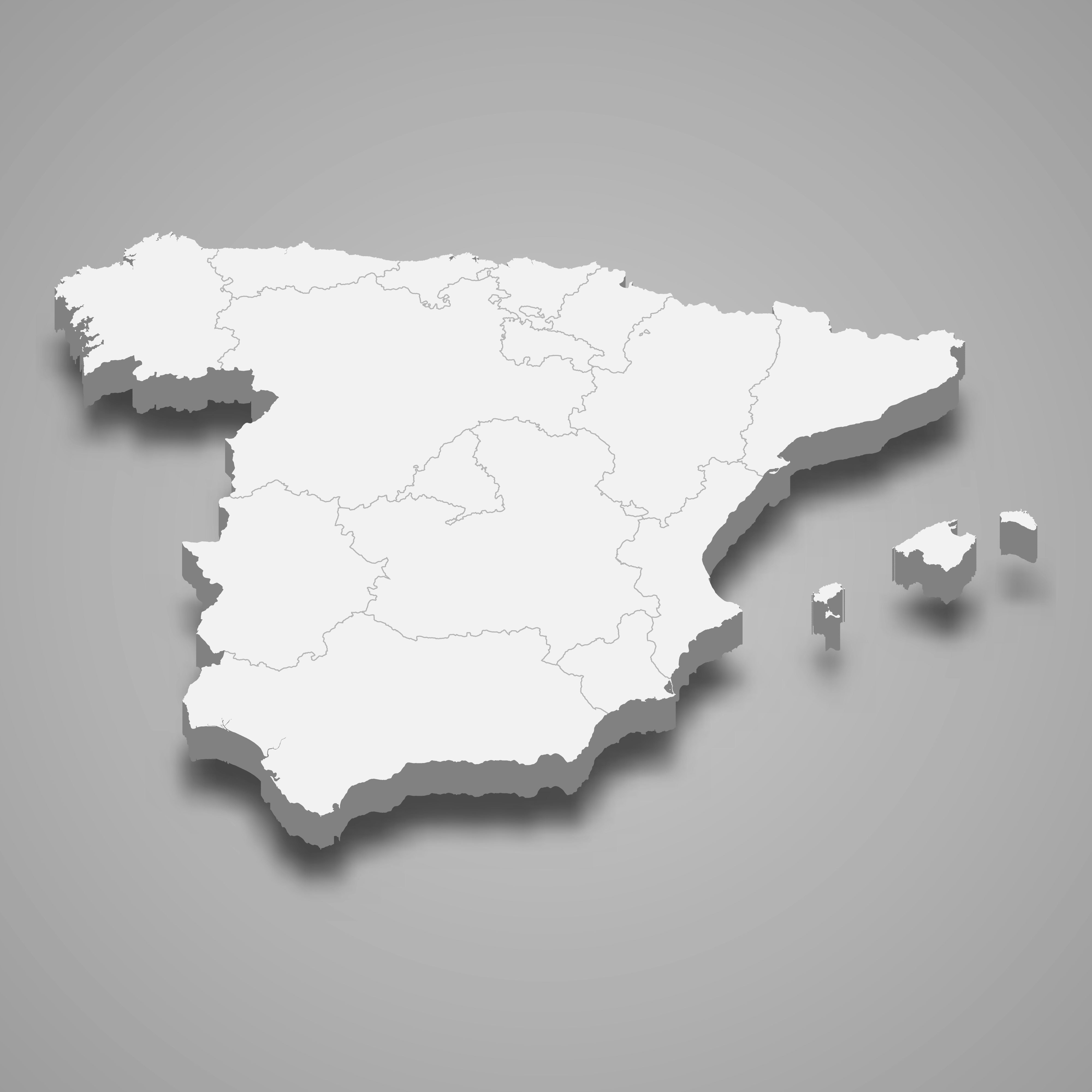 3d map of Spain with borders of regions. 3d map with borders Template for your design
