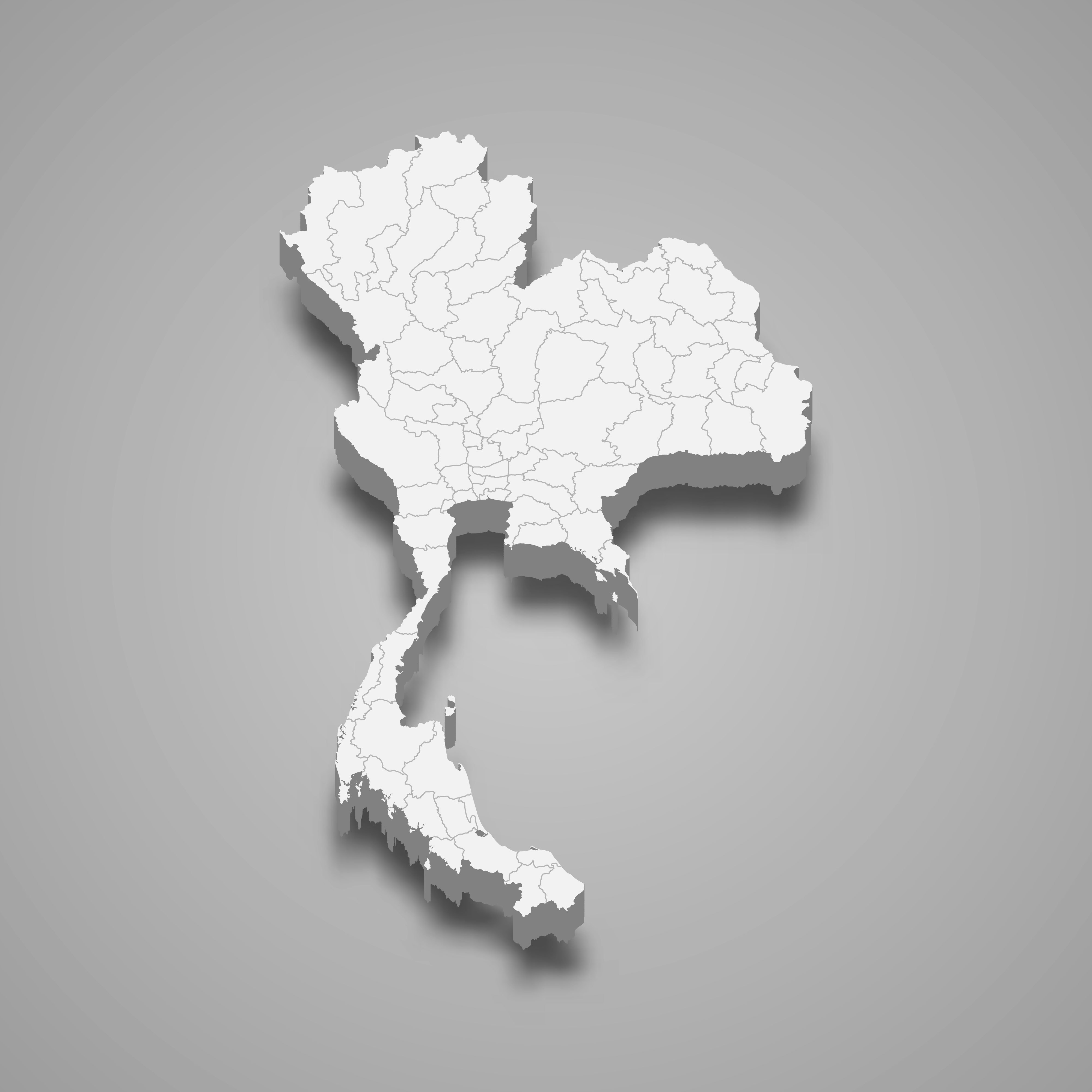 3d map of Thailand with borders of regions. 3d map with borders Template for your design