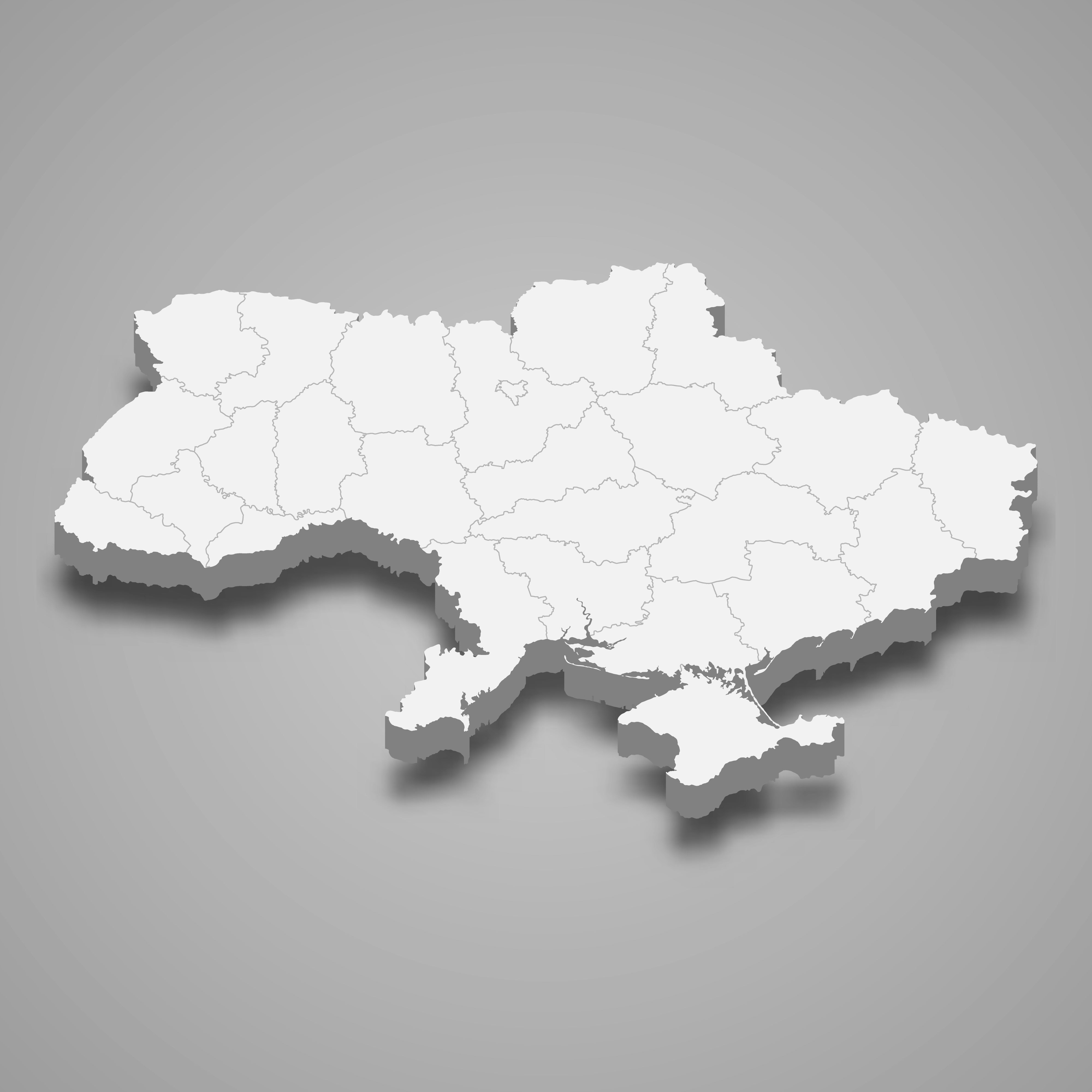 3d map of Ukraine with borders of regions. 3d map with borders Template for your design