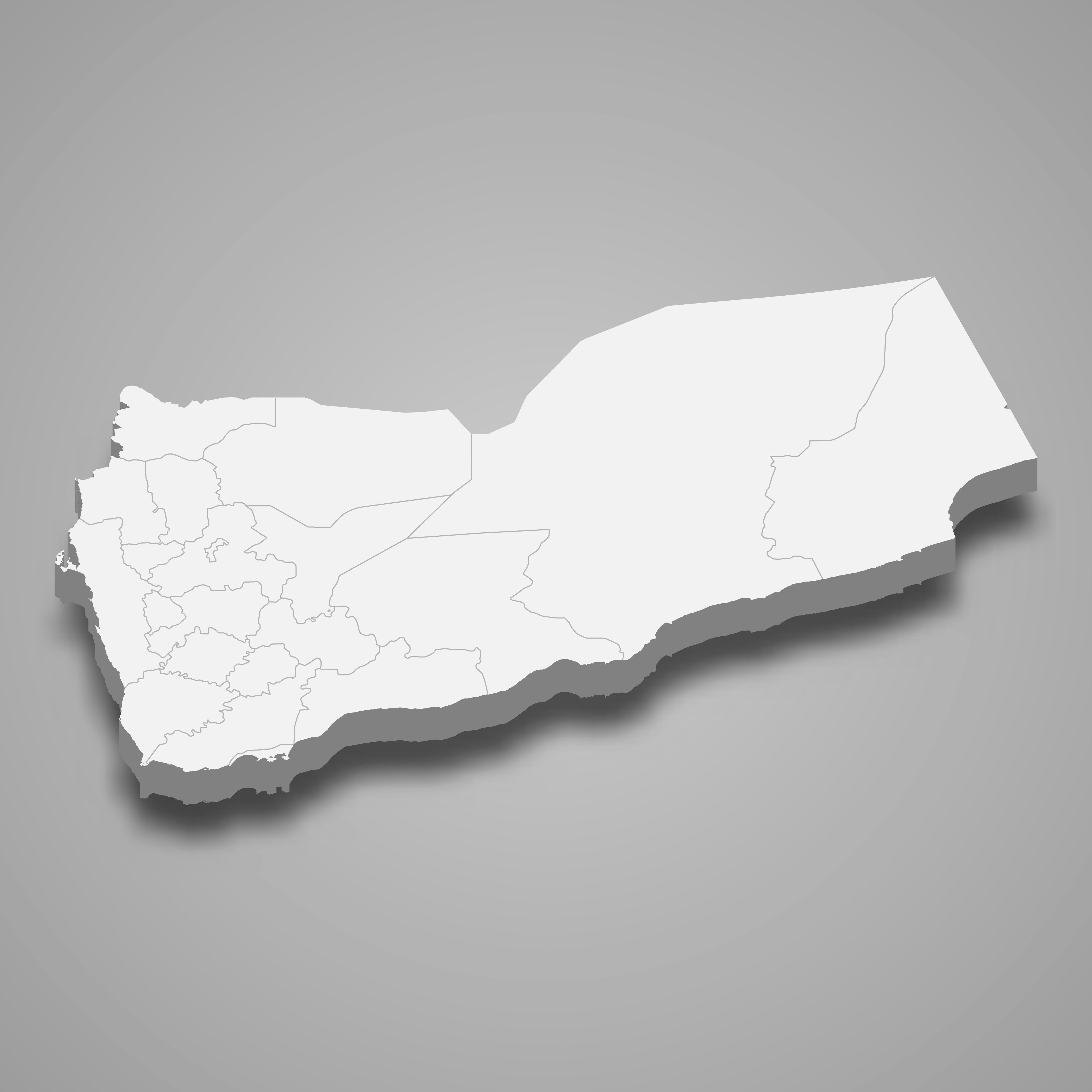 3d map of Yemen with borders of regions. 3d map with borders Template for your design