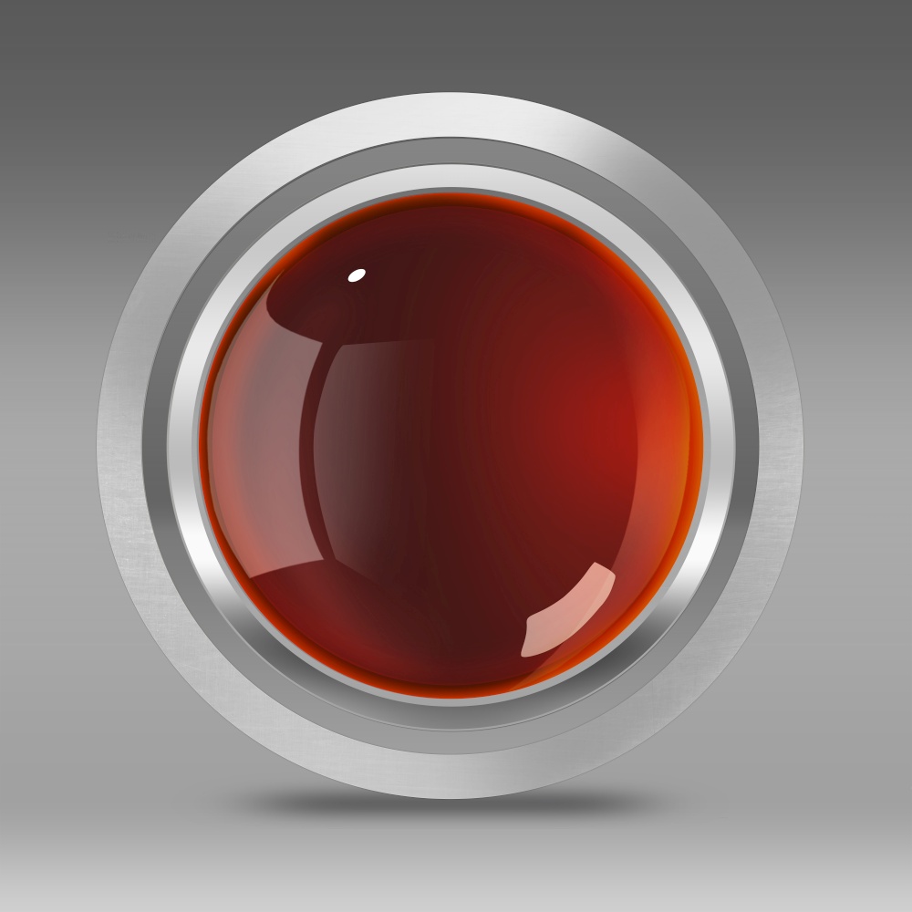 Glassy metallic 3D button with shadow, selection path included