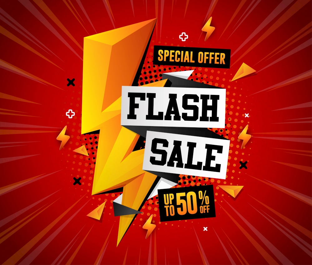 Flash sale, Big Sale, Mega Sale special offer square design illustration. Graphic design element.