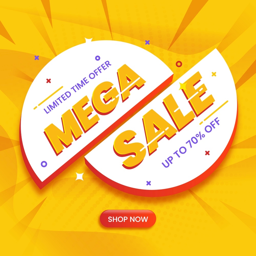 Flash sale, Big Sale, Mega Sale special offer square design illustration. Graphic design element.