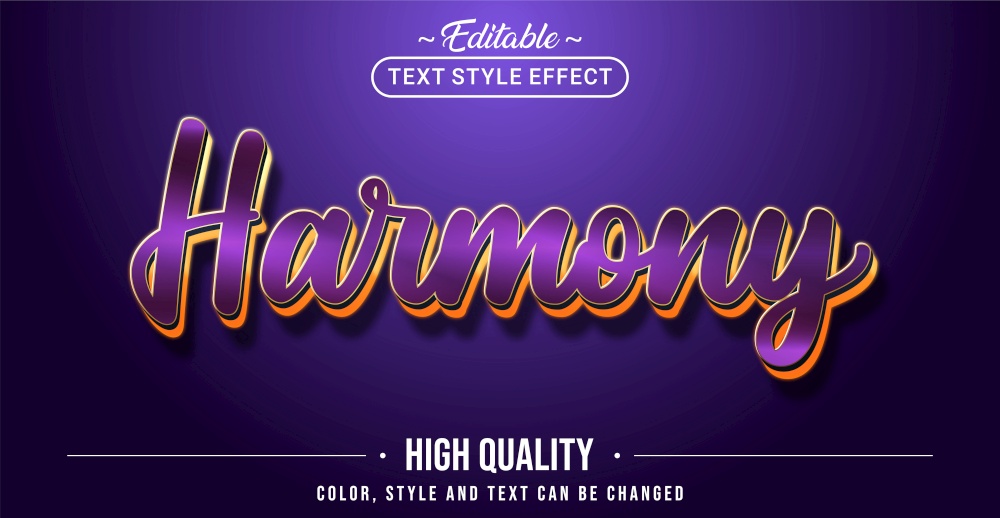Editable text style effect - Harmony text style theme. Graphic Design Element.