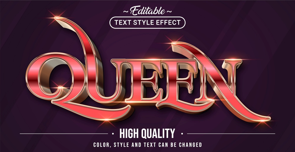 Editable text style effect - Queen text style theme. Graphic Design Element.