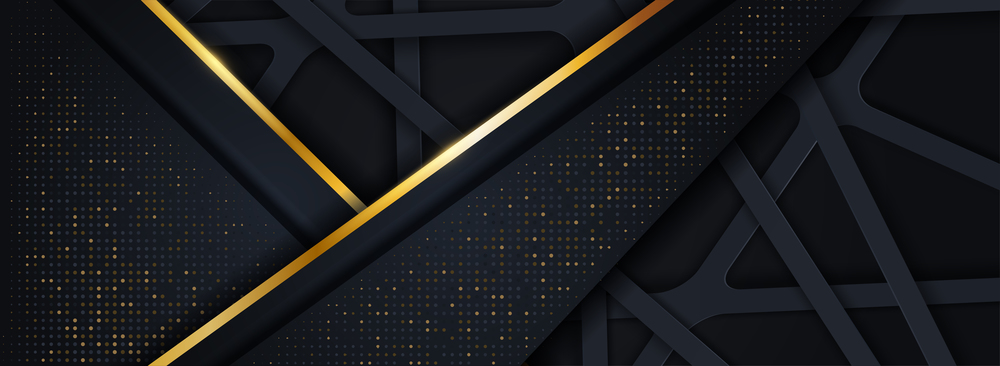 Abstract Dark Background with Geometric Shape and Golden Lines Element. Graphic Design Element.
